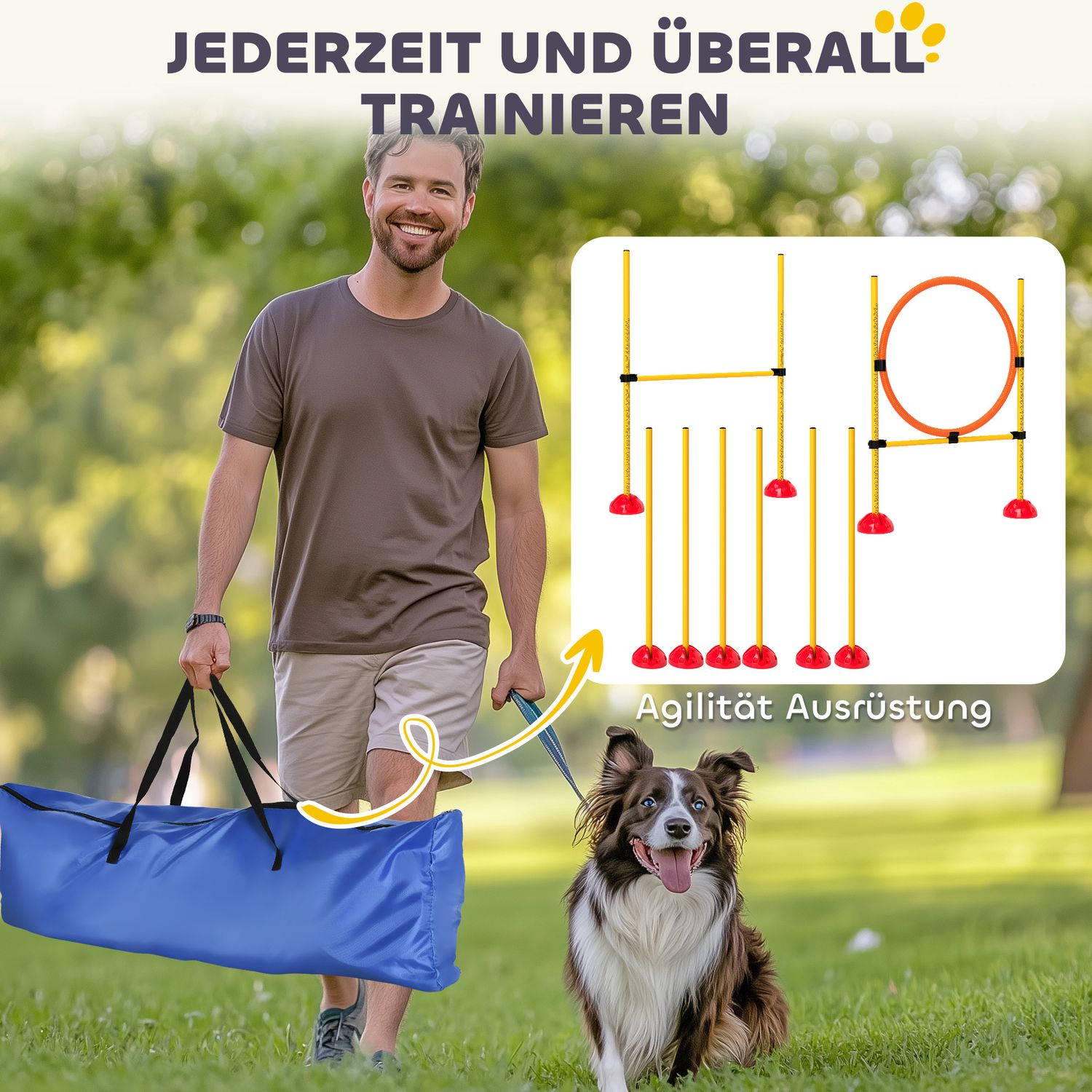 Hund Agility Training Set, 4-delad justerbar utrustning