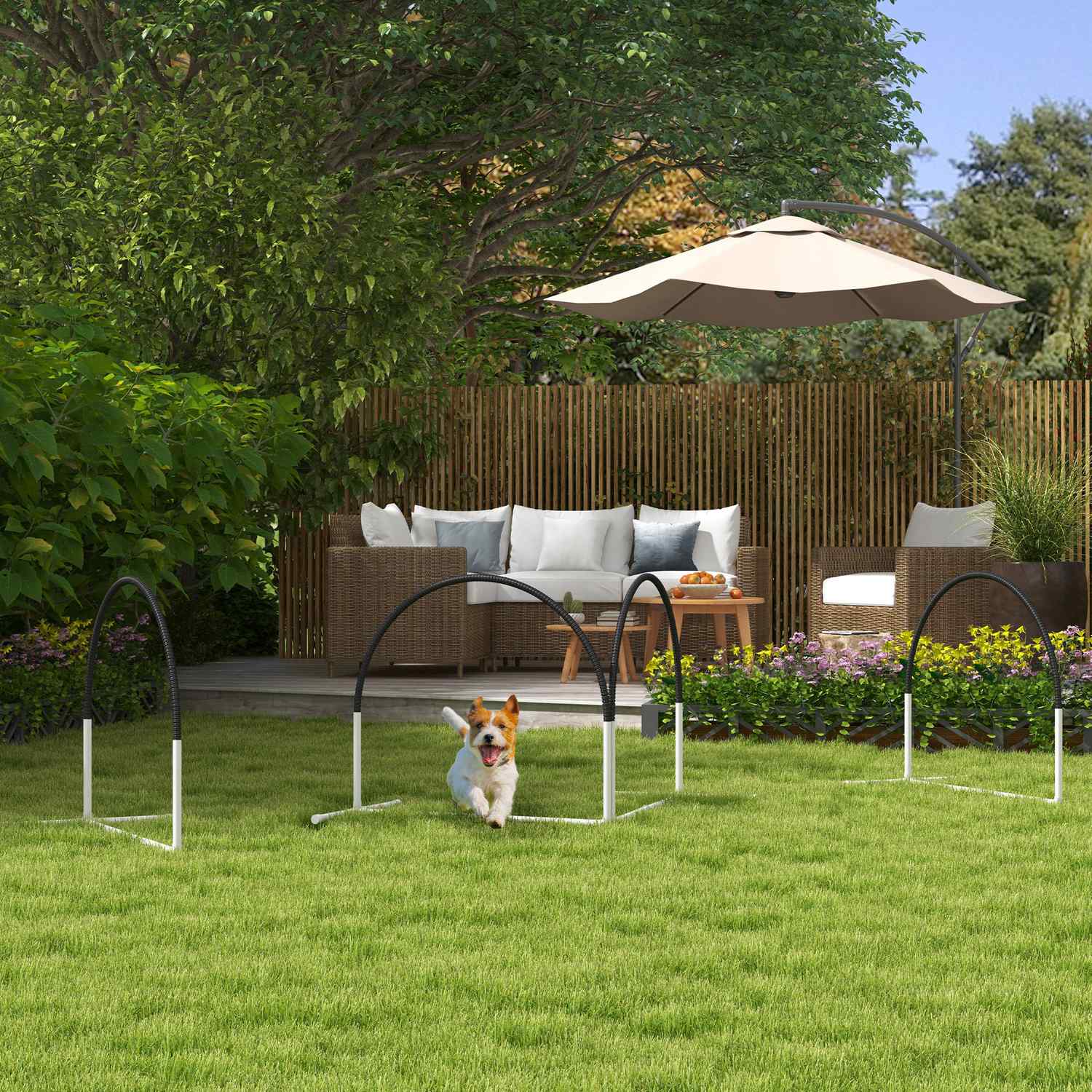 Hund Agility träningsset med slalomstavar, bärväska