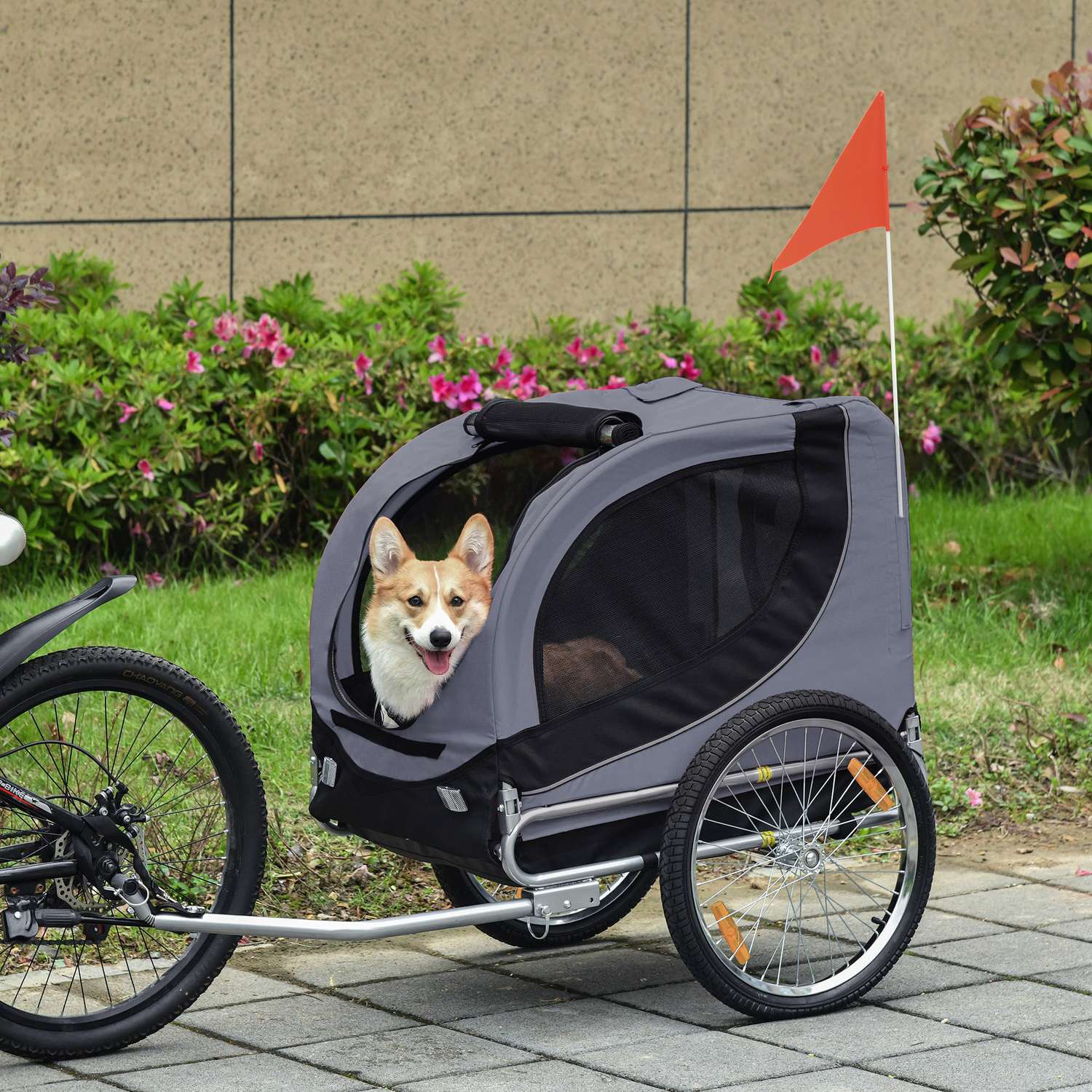 Hundcykelvagn, Grå/Svart, 130x73x90 cm Transporter