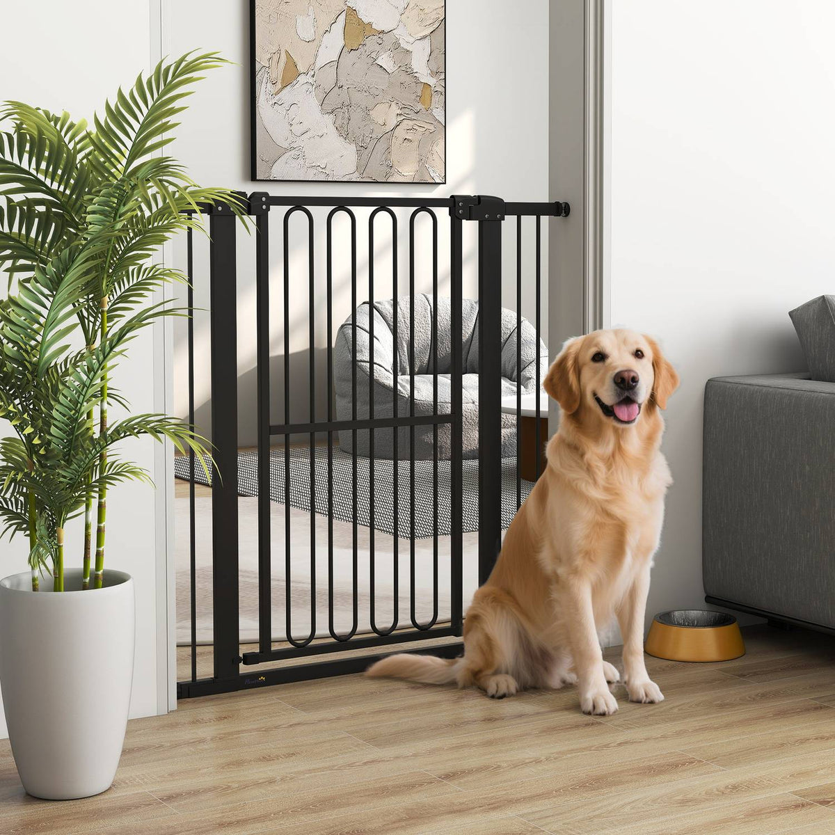 Bezpečnostní branka pro psy, 76–104 cm, schodišťová branka bez vrtání