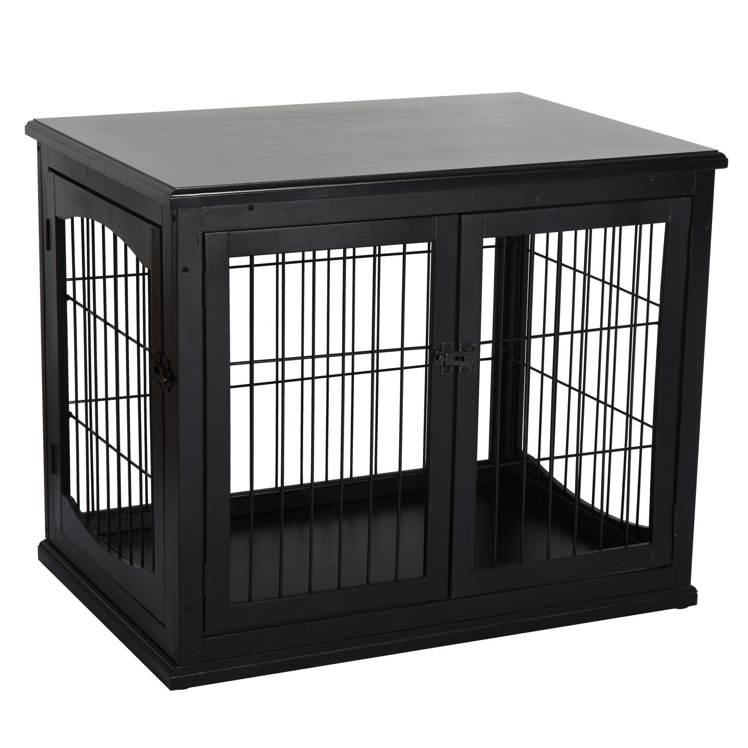 Hundhus inomhus med bordsskiva – Svart, 81x58,5x66 cm