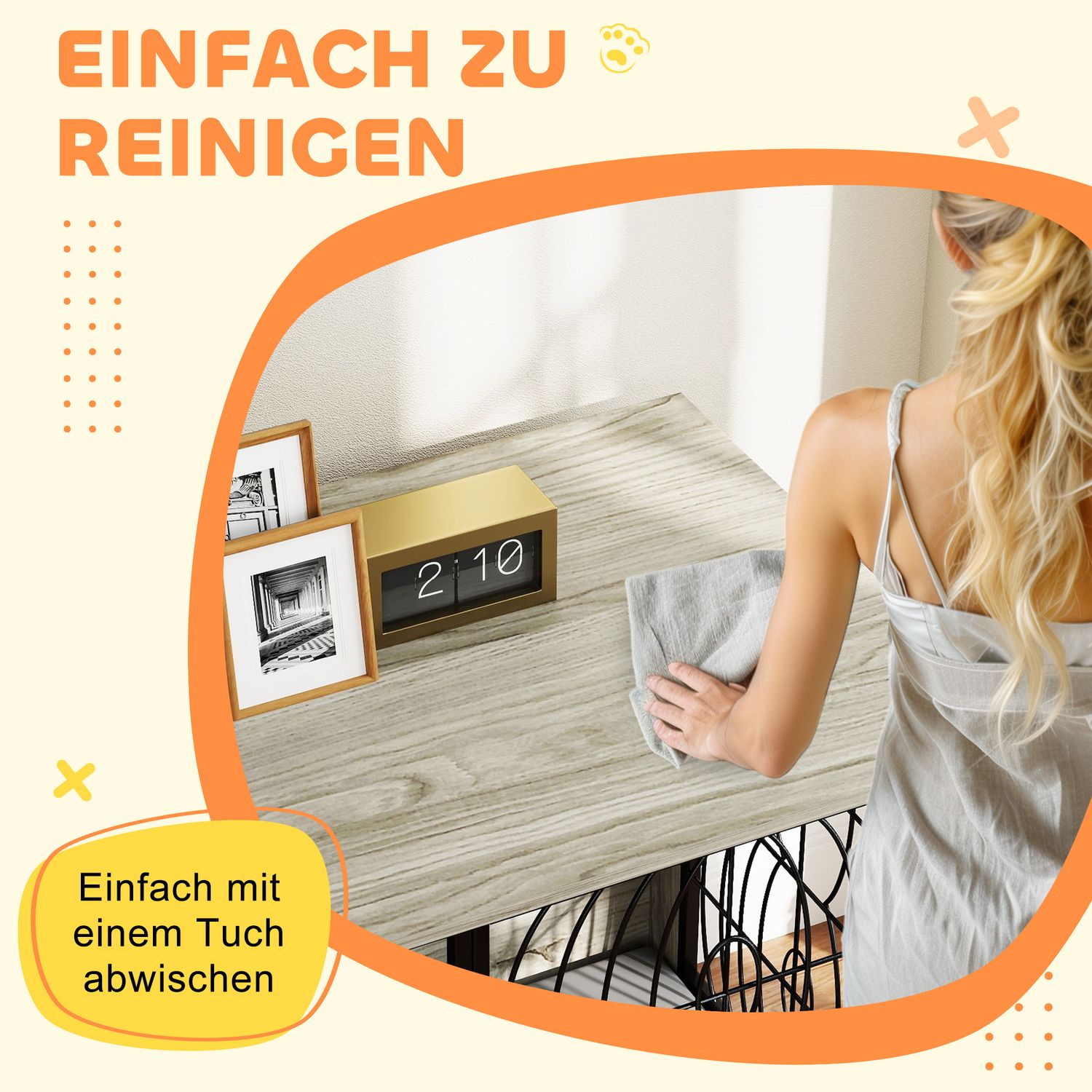 Hundlåda inomhus med kudde och fönster – stor, grå