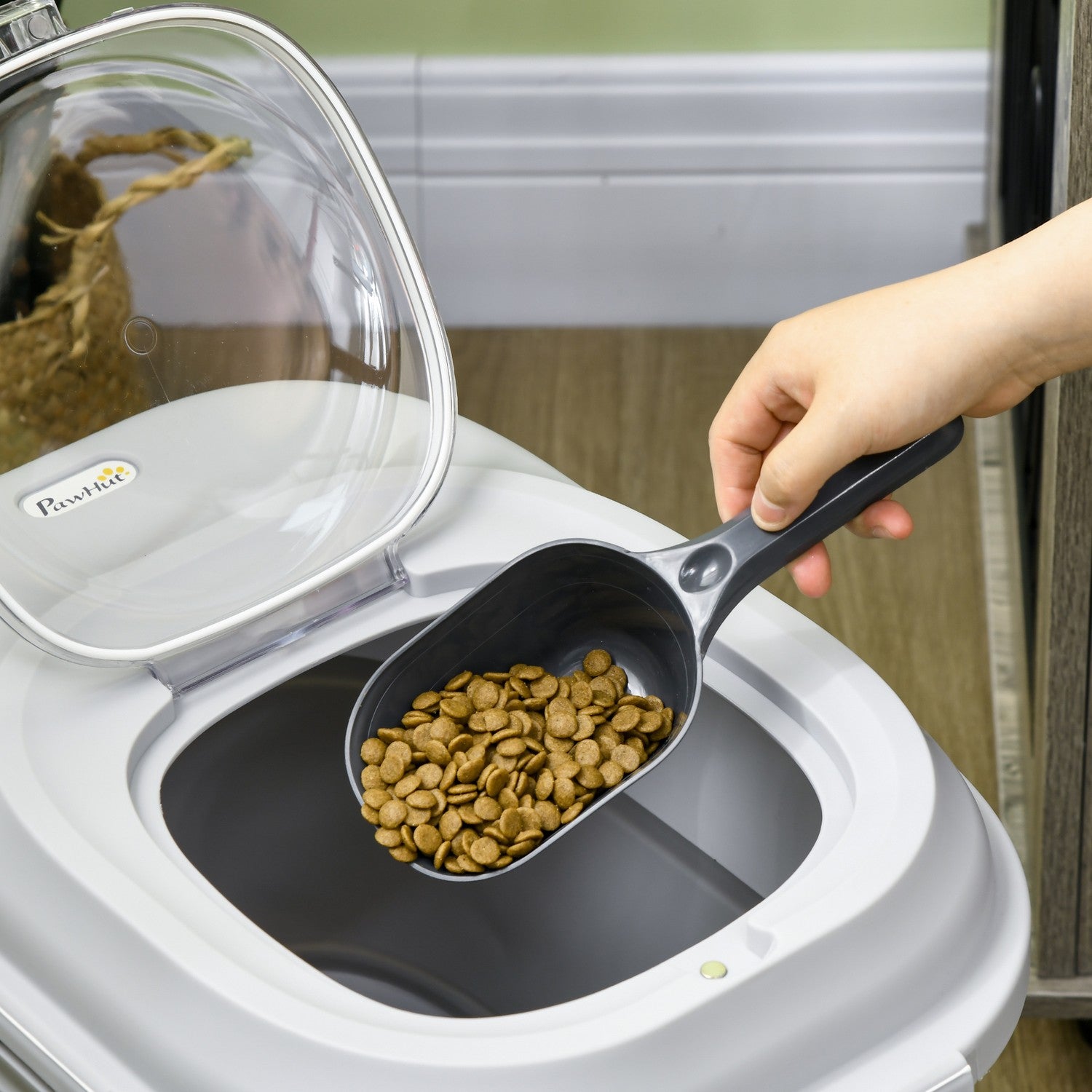 Hundmatsbehållare, 25L, hopfällbar med hjul och lock