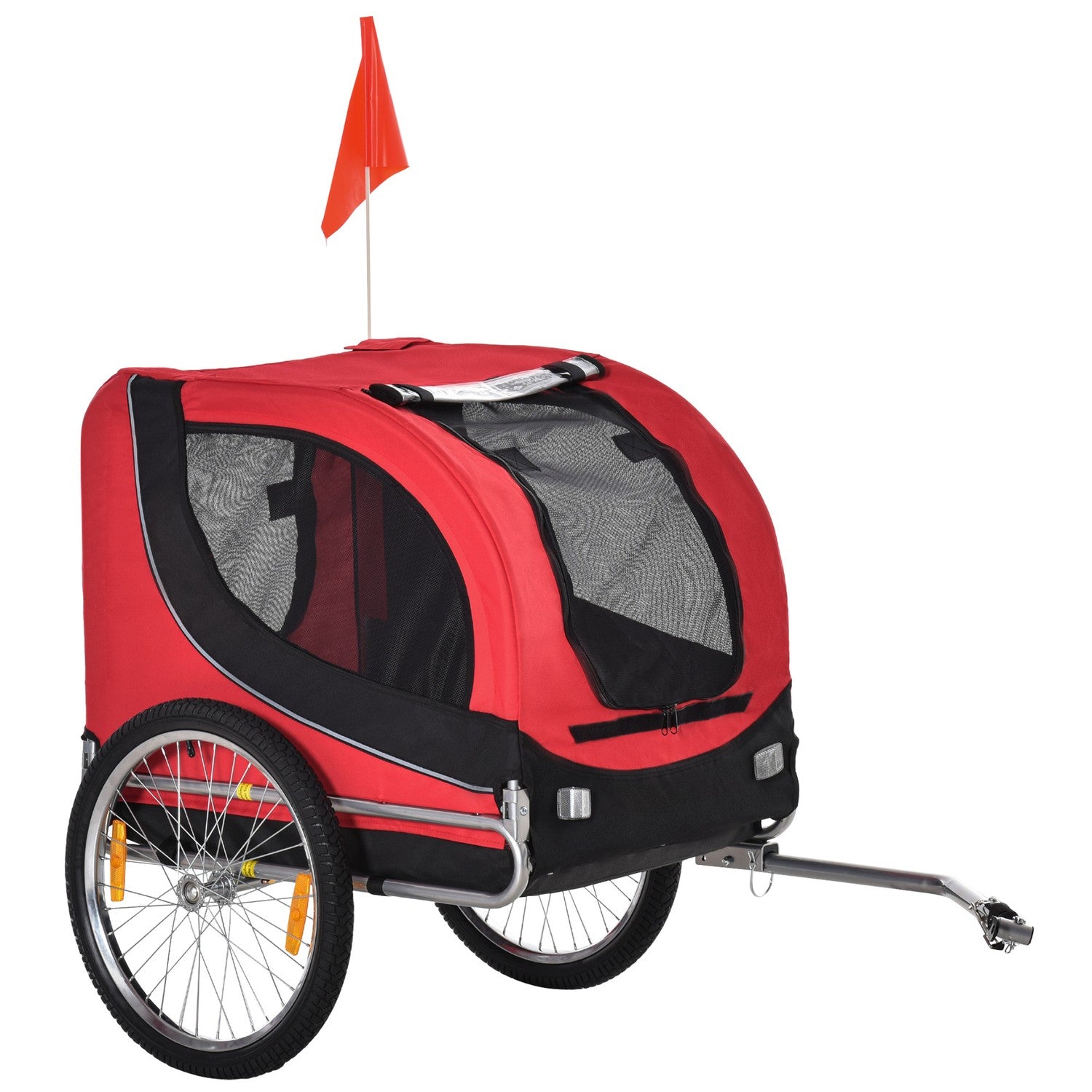 Hundcykelvagn – Röd/Svart, 130 x 73 x 90 cm