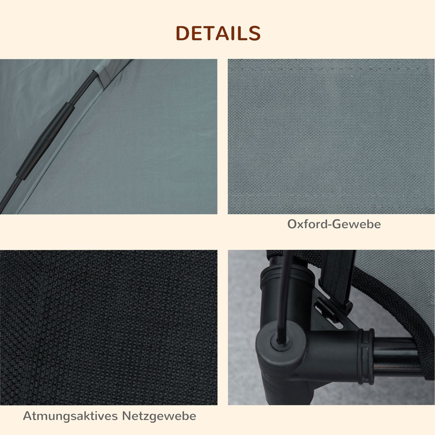 Hundsäng utomhus med baldakin, förhöjd och andas, grå