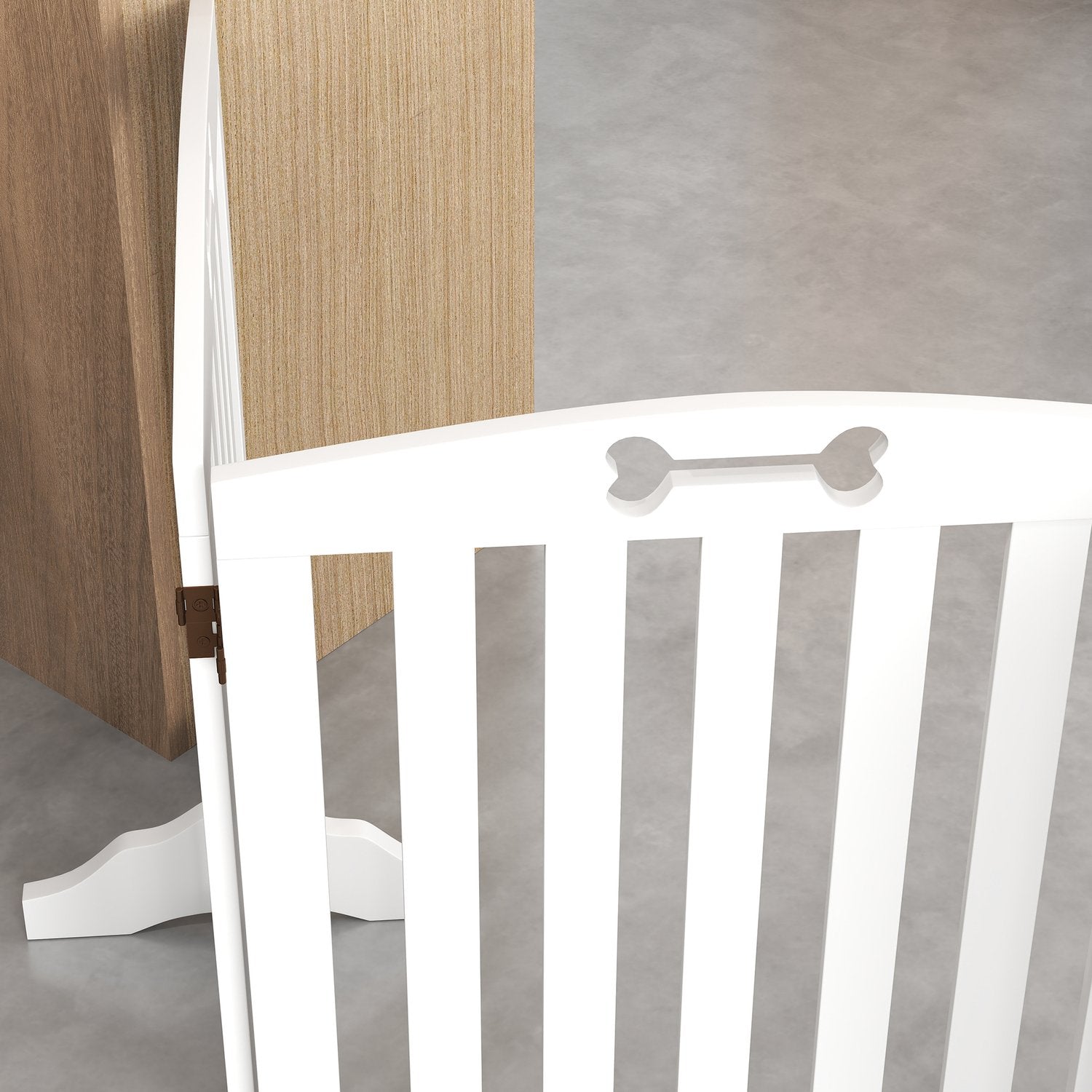 Hundspärrport, hopfällbar, 4-delad, 207,5 x 61 cm, vit