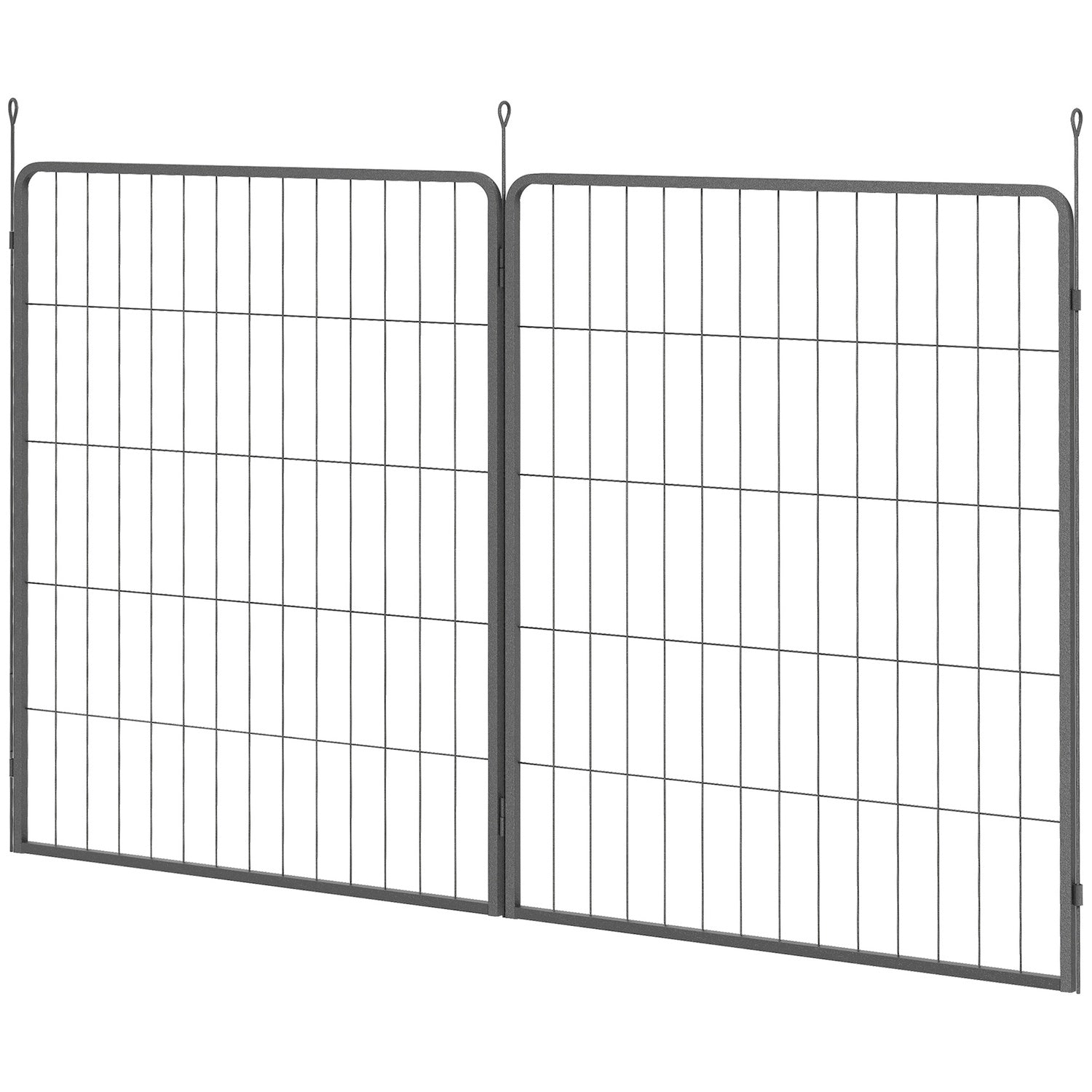 Hundstaket för utomhusbruk, set om 2, stål, 80x100 cm, svart