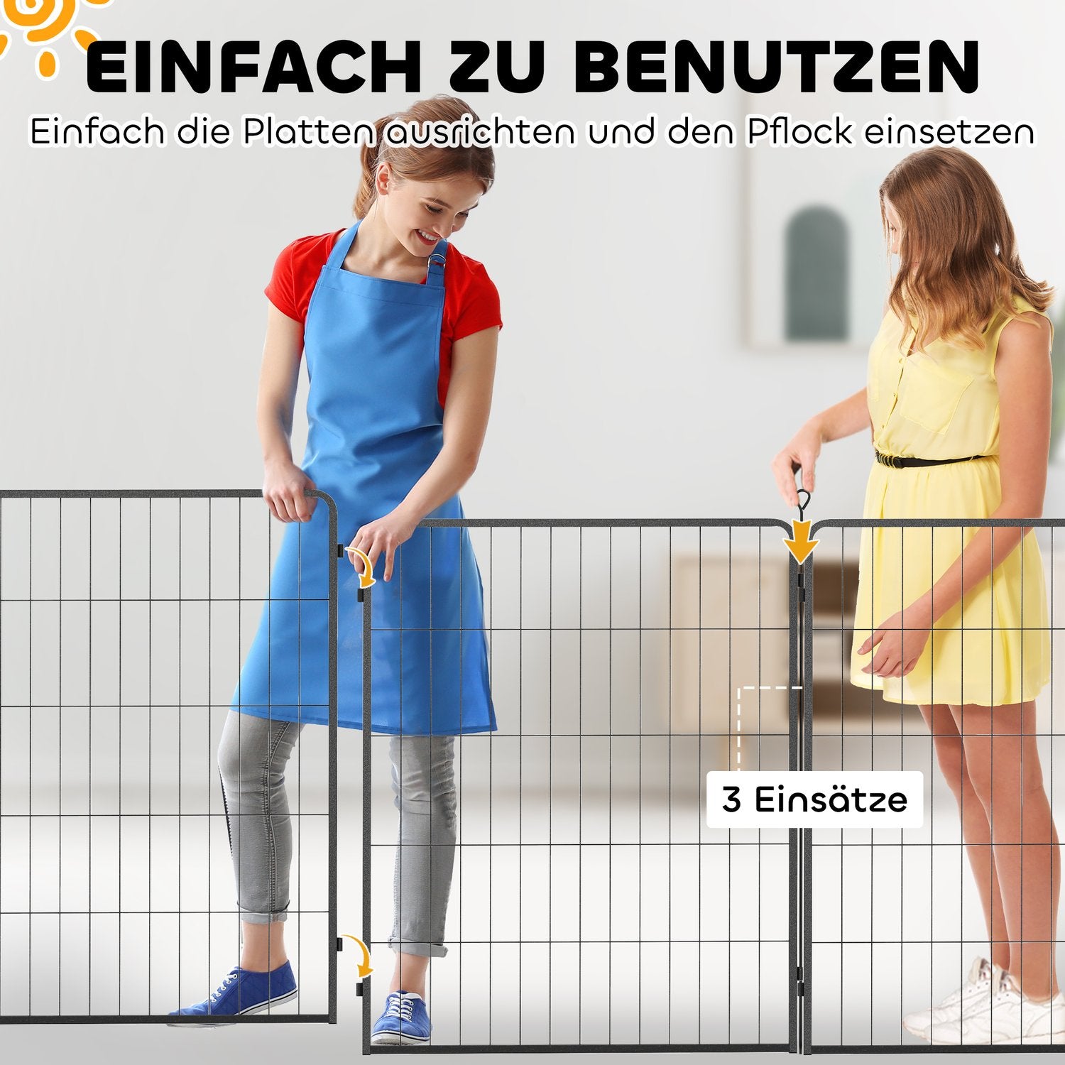 Hundstaket för utomhusbruk, set om 2, stål, 80x100 cm, svart