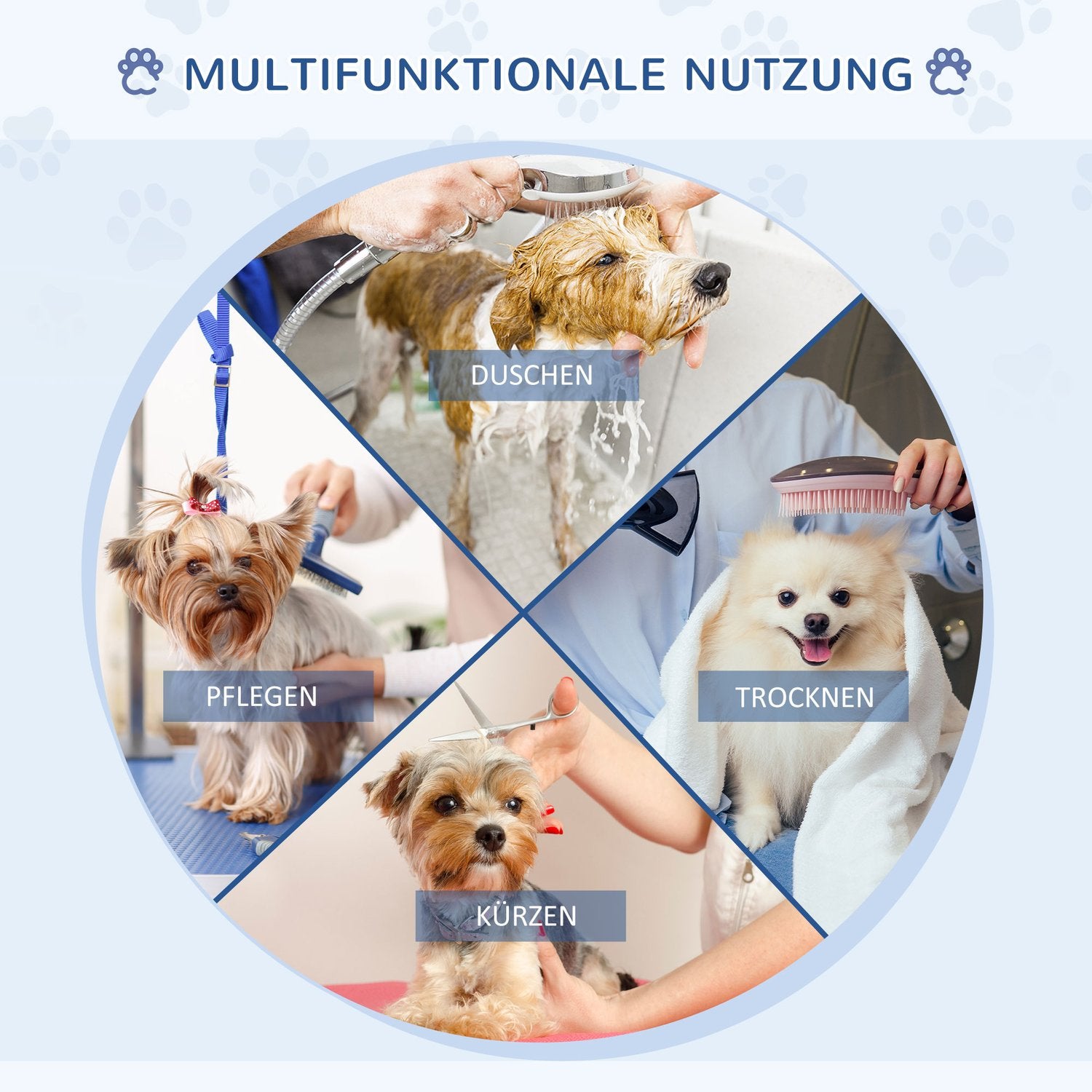 Hundvårdsbord, hopfällbart & höjdjusterbart, svart