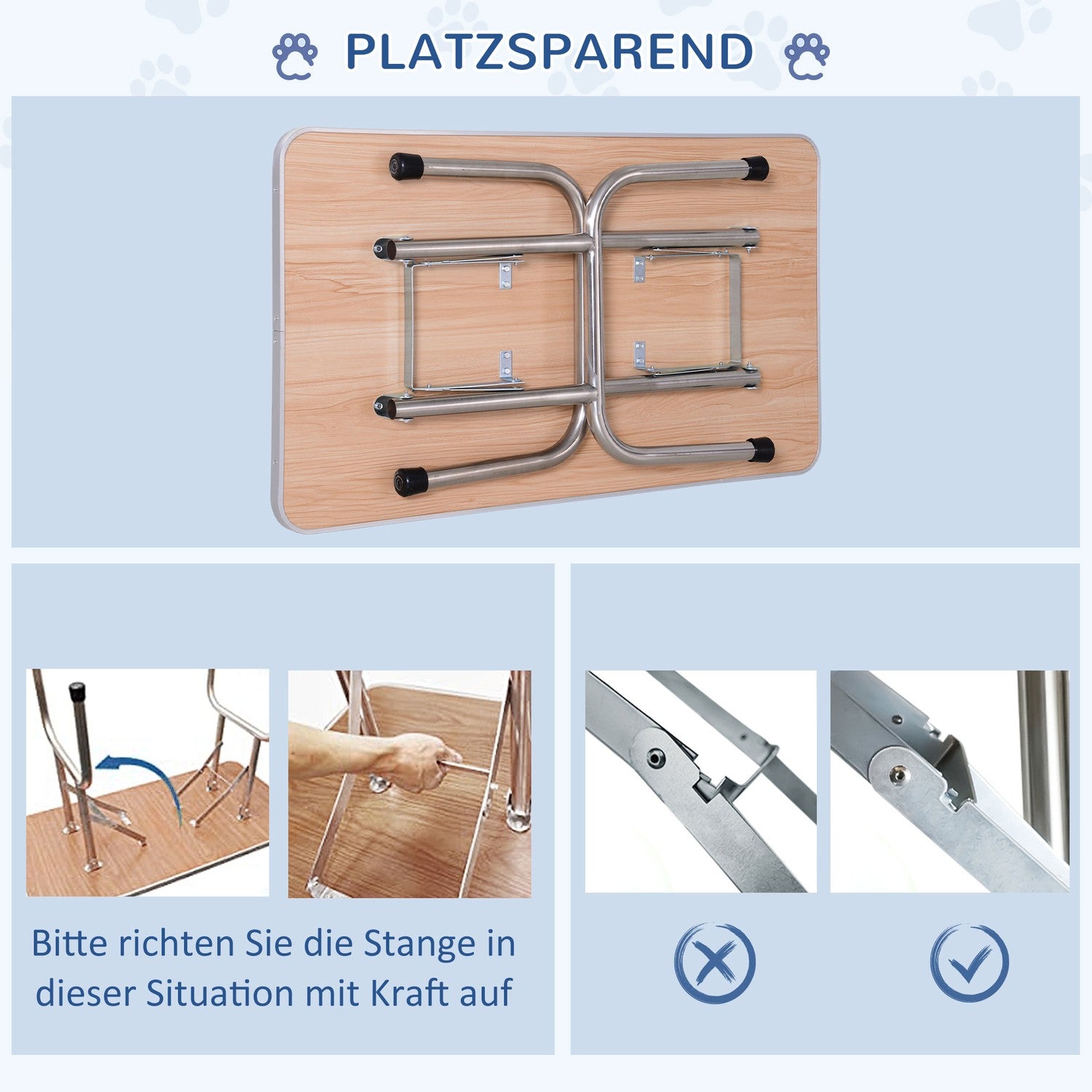 Hundvårdsbord, hopfällbart & höjdjusterbart, svart