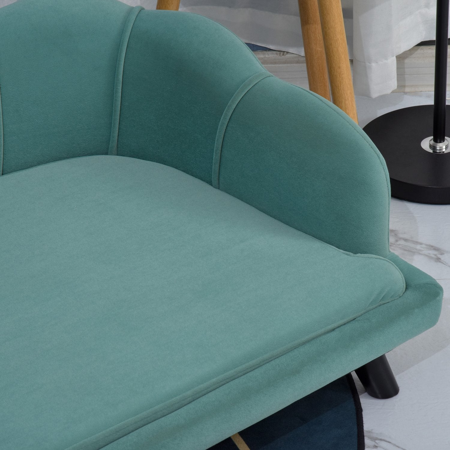 Husdjurssoffa med ryggstöd & träben, mjukt tyg, grönt