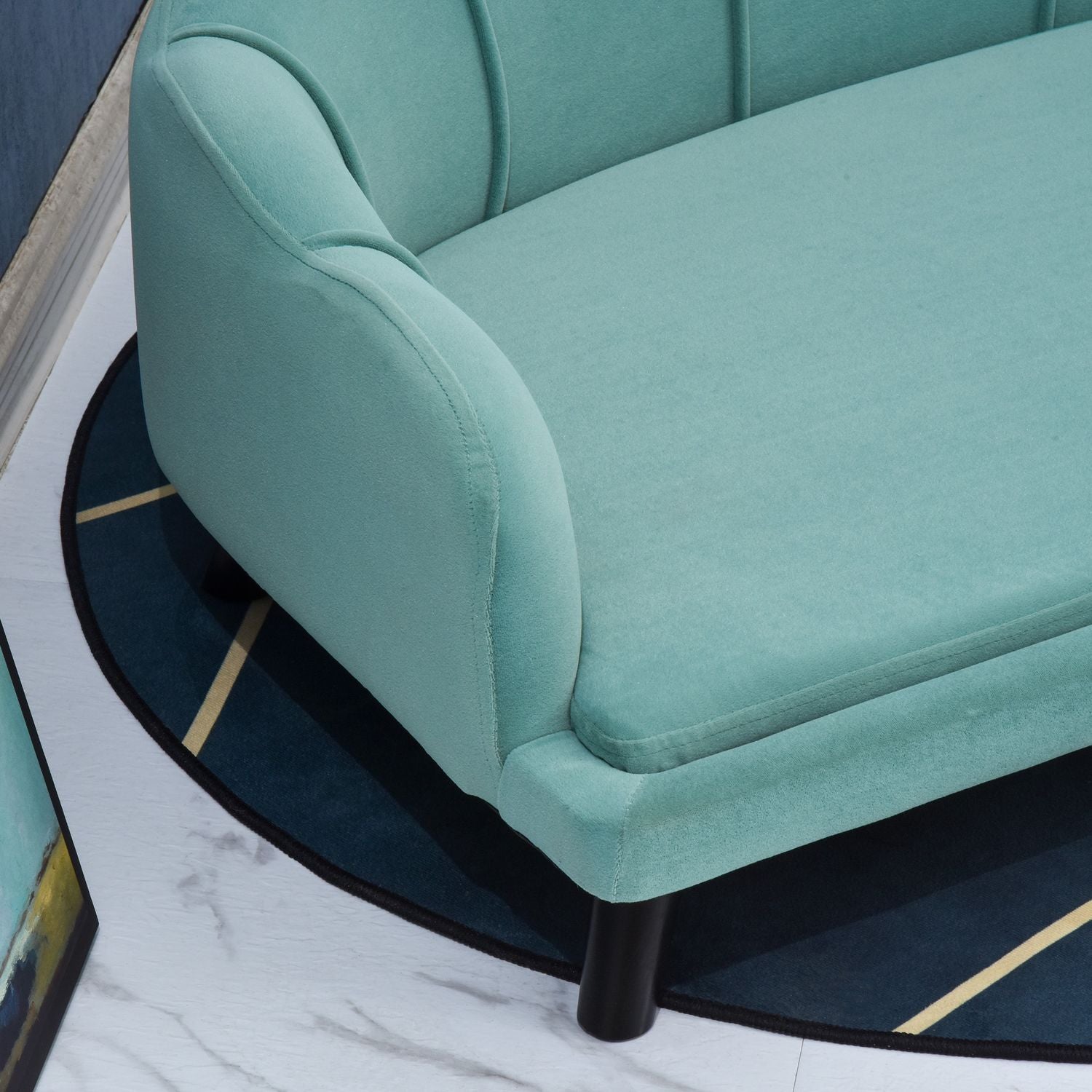 Husdjurssoffa med ryggstöd & träben, mjukt tyg, grönt