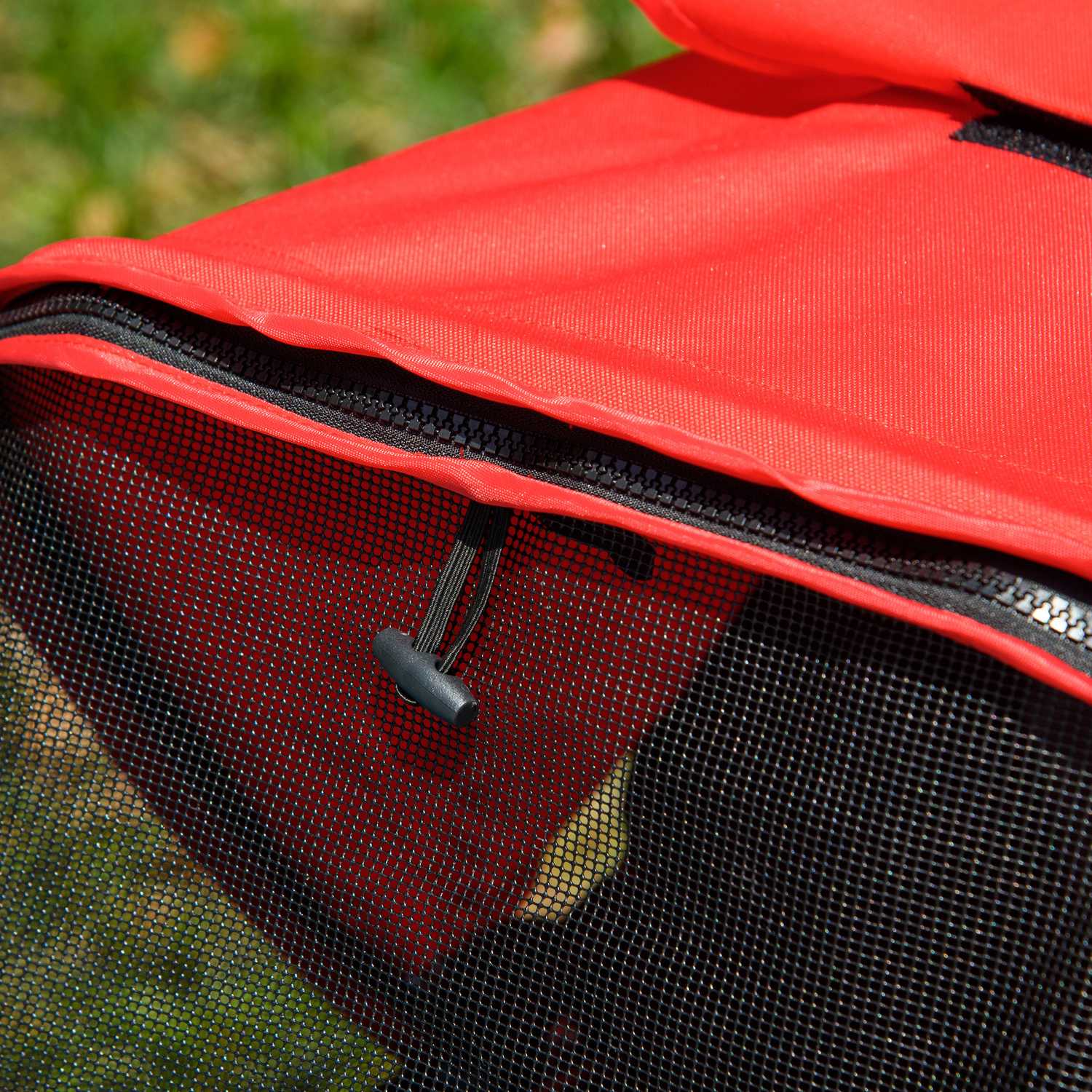 Husdjursvagn, hopfällbar 3-hjulig, röd & svart Oxford-tyg