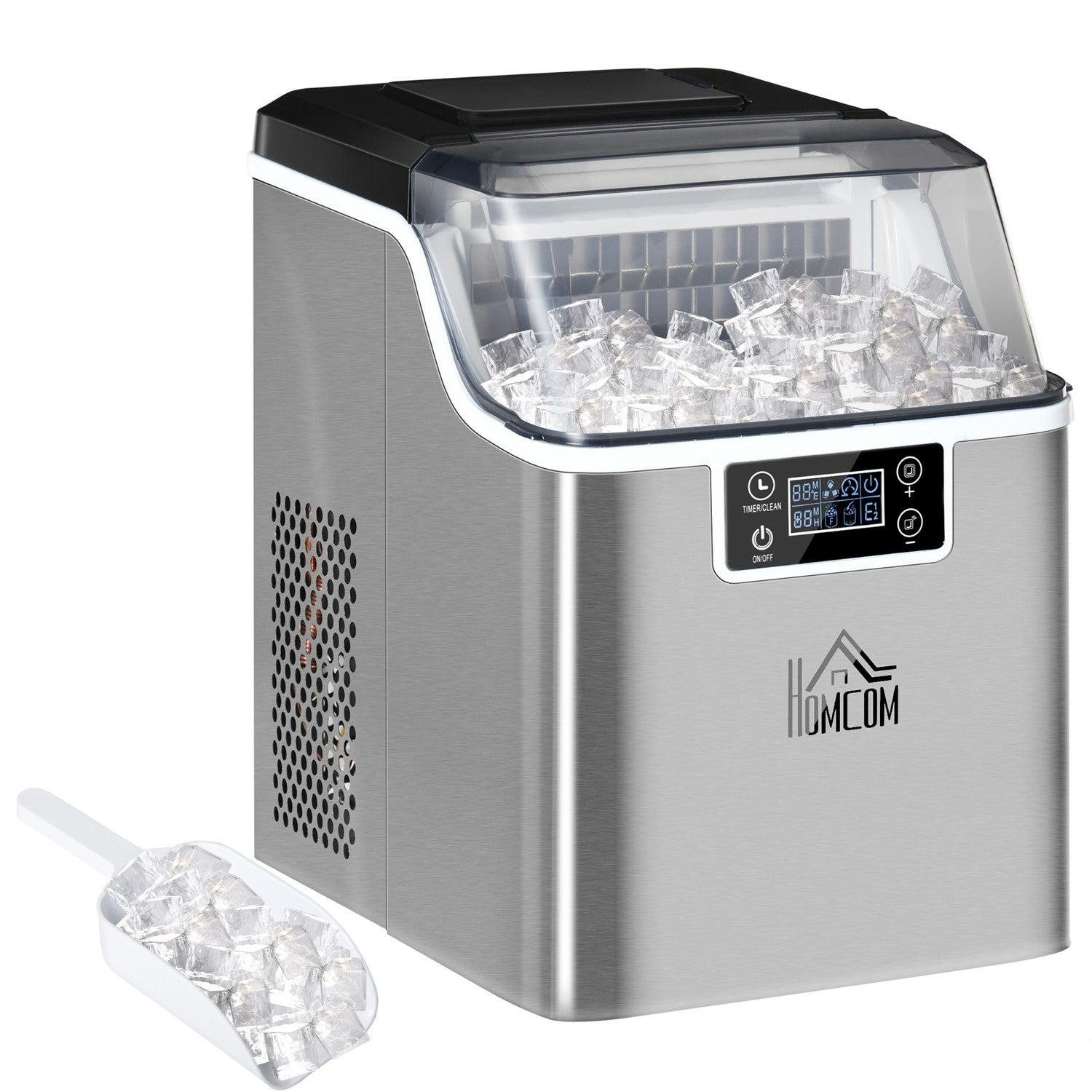 Ice Cube Maker, 20 Kg/24H, självrengörande rostfritt stål