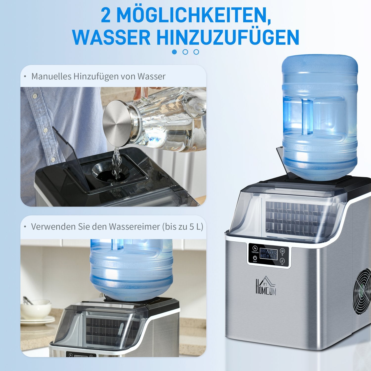 Ice Cube Maker, 20 Kg/24H, självrengörande rostfritt stål