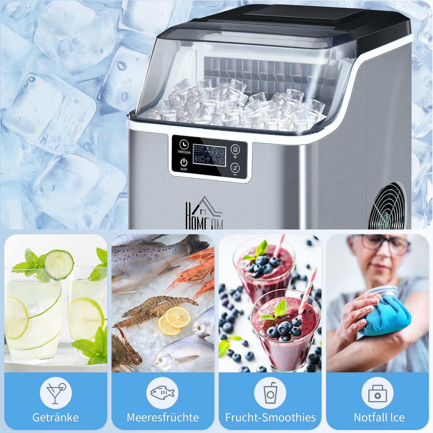 Ice Cube Maker, 20 Kg/24H, självrengörande rostfritt stål