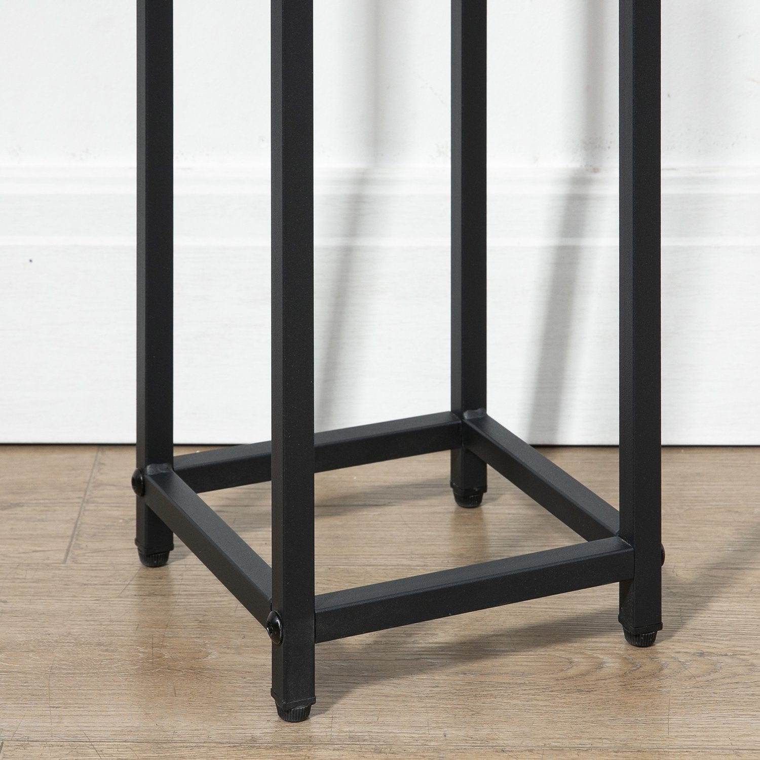 Plant Stand Set 3-Delad Blomsterpall & Blomkrukhållare Gjord Av Stål, Svart + Naturlig