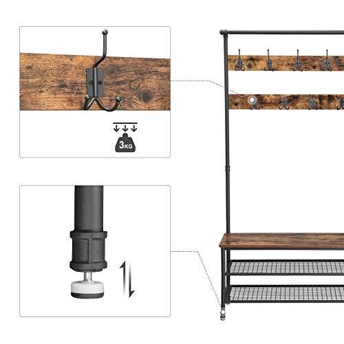 Industrial Pipe Coat & Shoe Rack med bänk och krokar