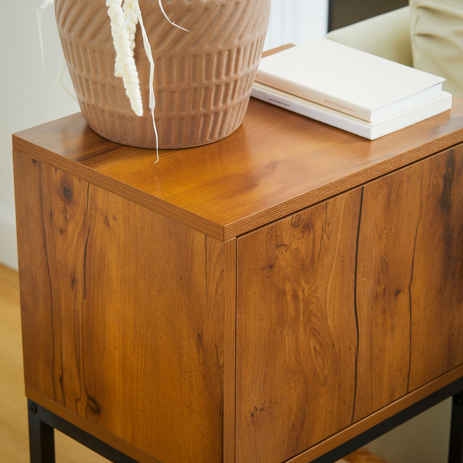 Industriell konsolbord med skåp, stålstomme, 40x30x76 Cm