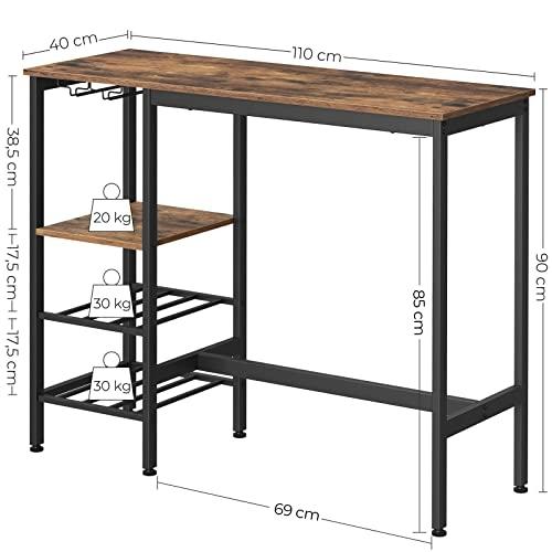 Industriellt barbord med hylla, flaskställ och glashållare