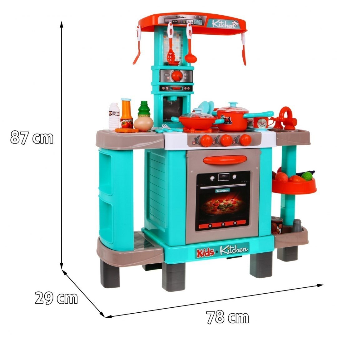 Interaktivt blått köksset med ljud och ljus för barn