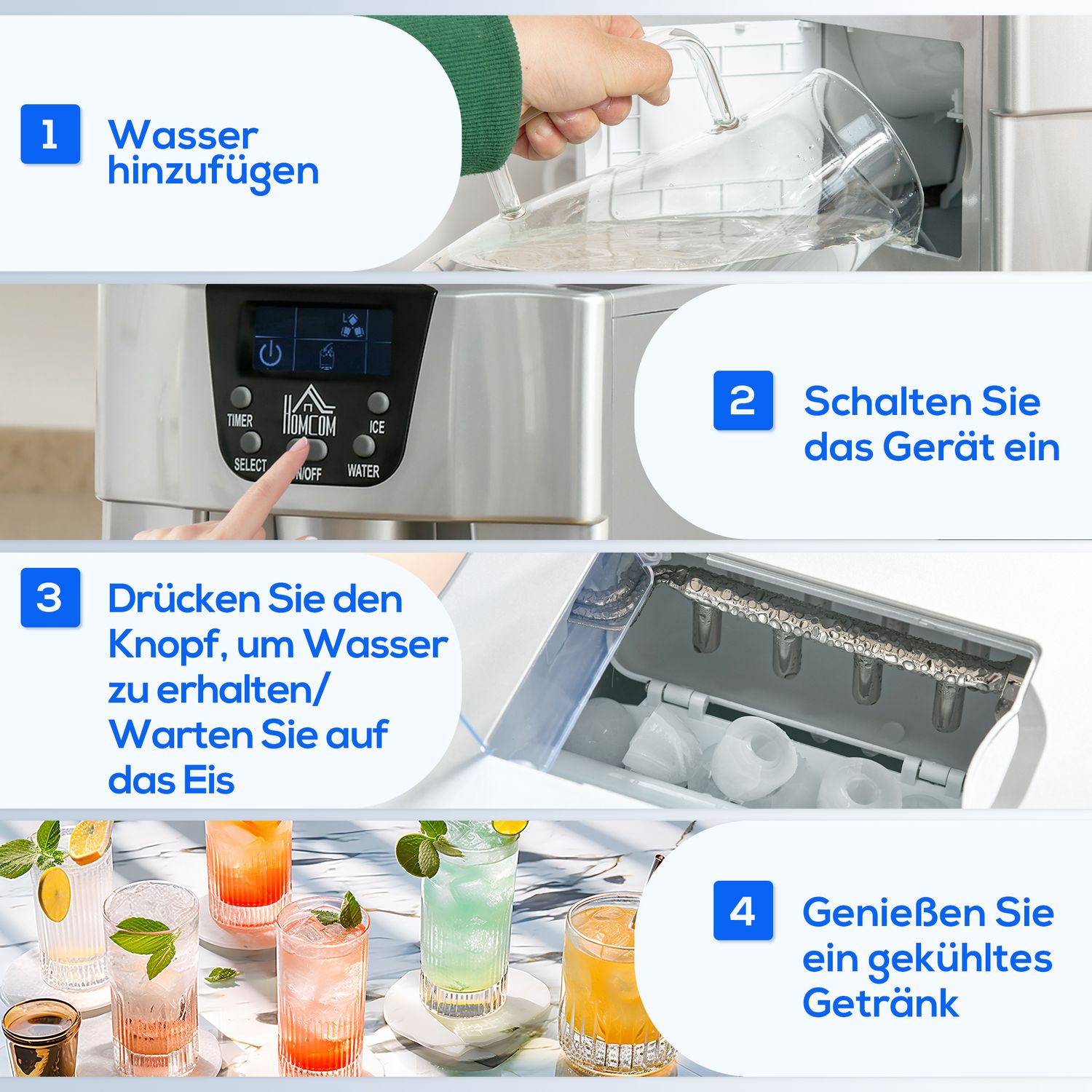 Iskubsmaskin, 12 kg/dag, snabb 6-min, 3 L vattentank