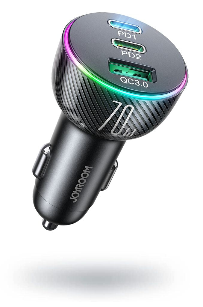 Joyroom Multi-Color PD billaddare med USB-A+ 2 x USB-C 70W - Svart