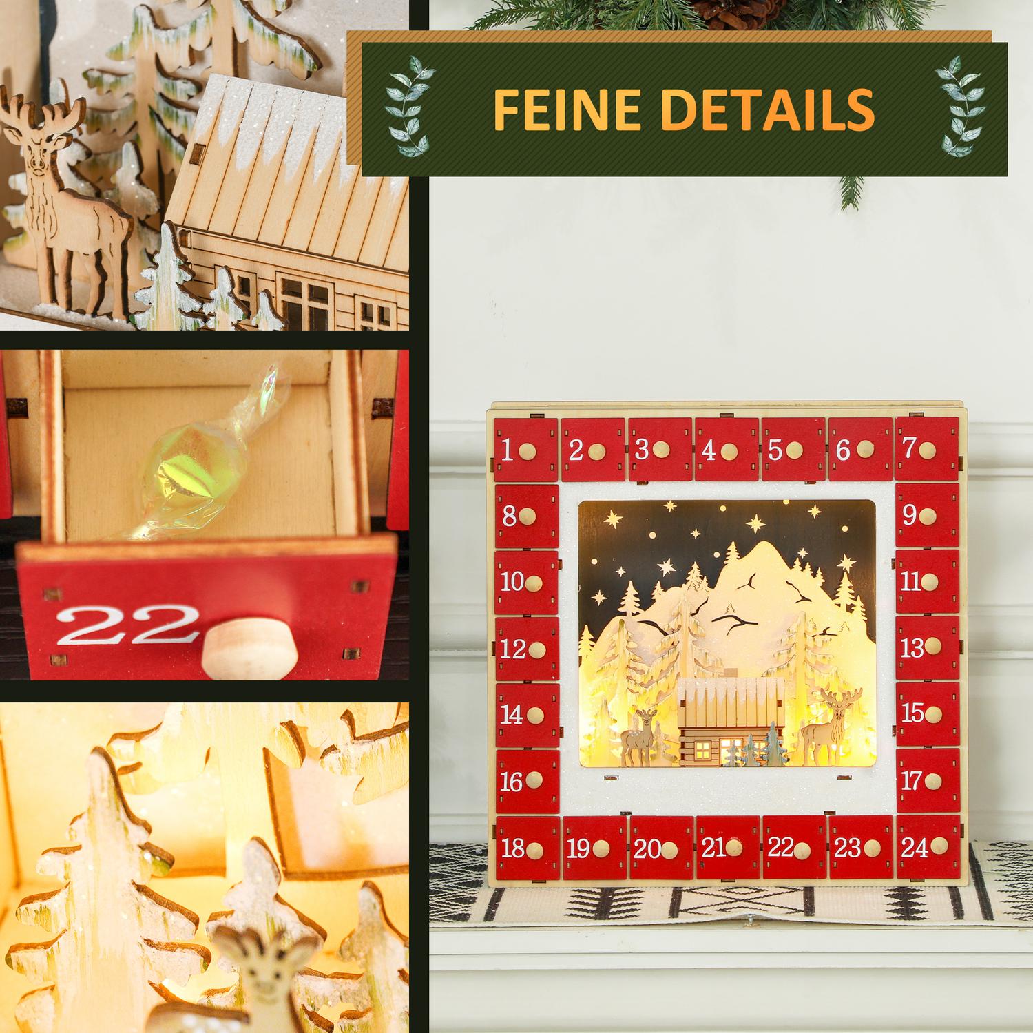 Juladventskalender med LED-ljus, 24 gör-det-själv-fack