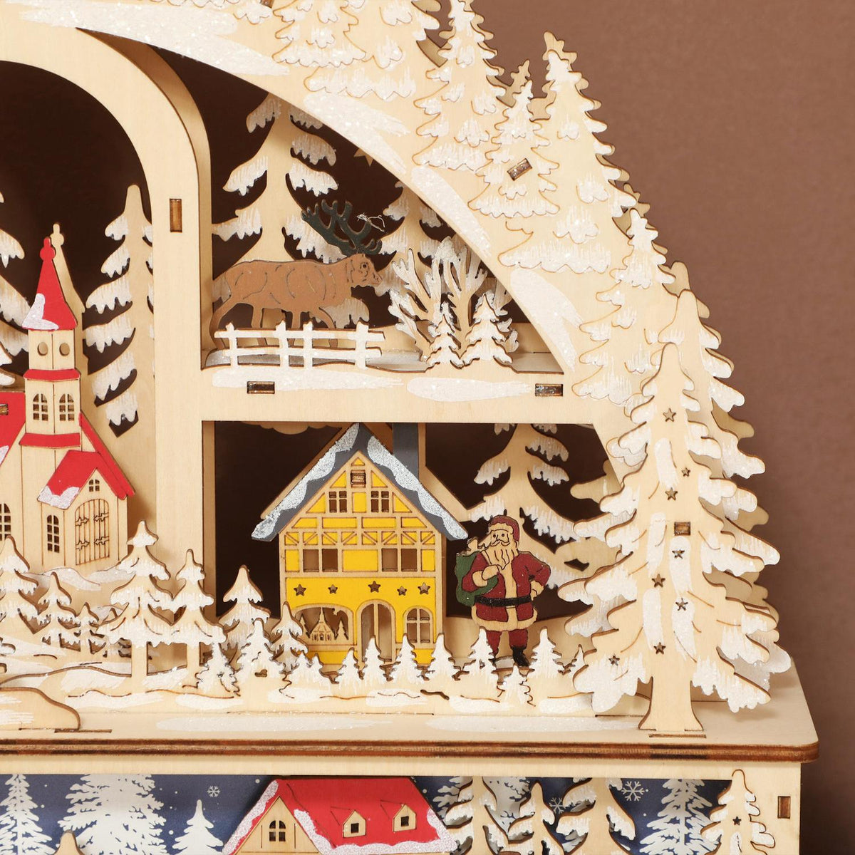 Kerstdorp met LED-verlichting, 45 cm, hout