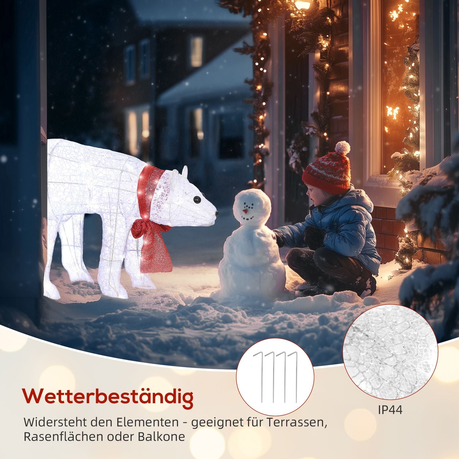 Kerstdecoratie met ijsberen, 140 leds, waterbestendig, timer