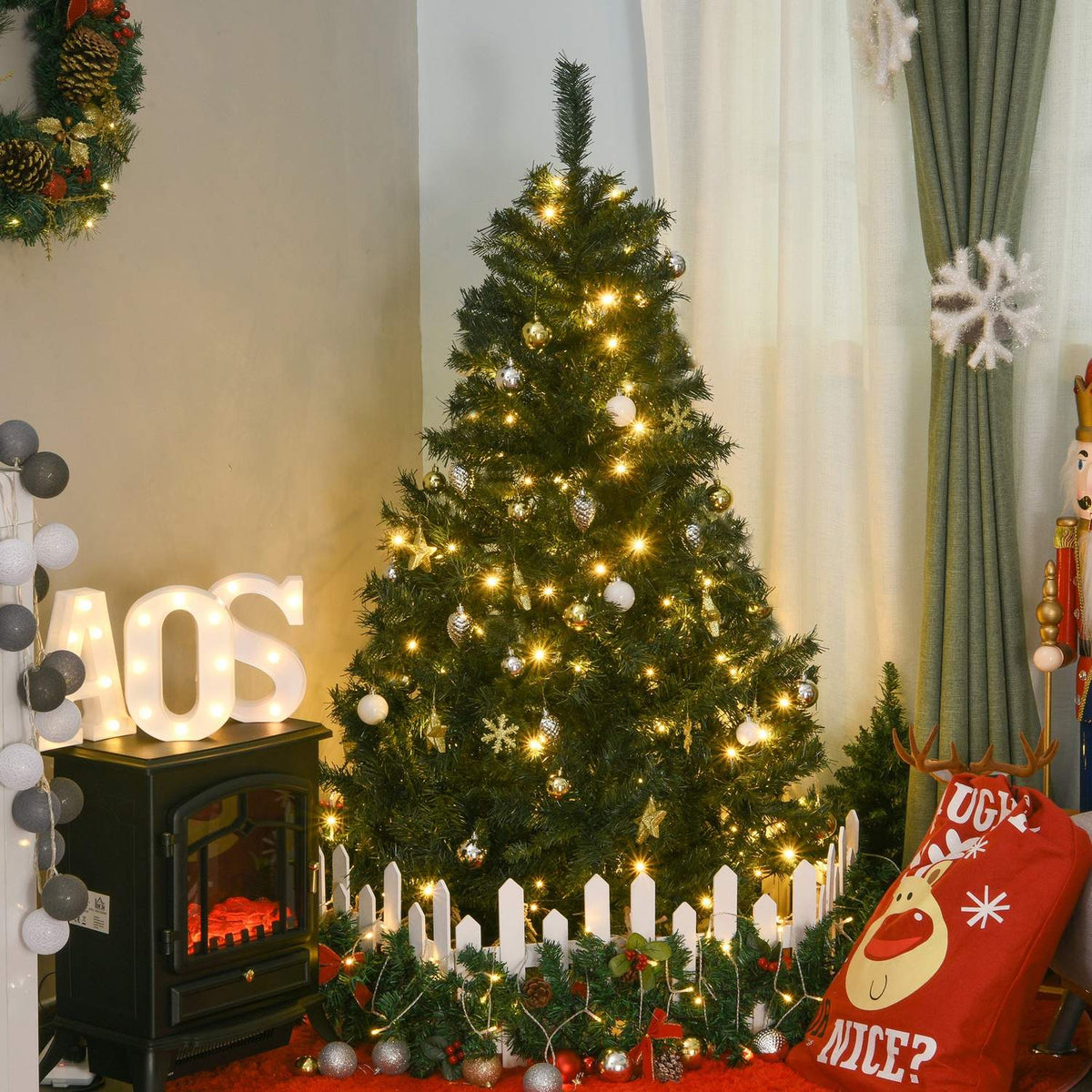 Kerstboom met 120 LED-lampjes, 511 takken, 95x150 cm