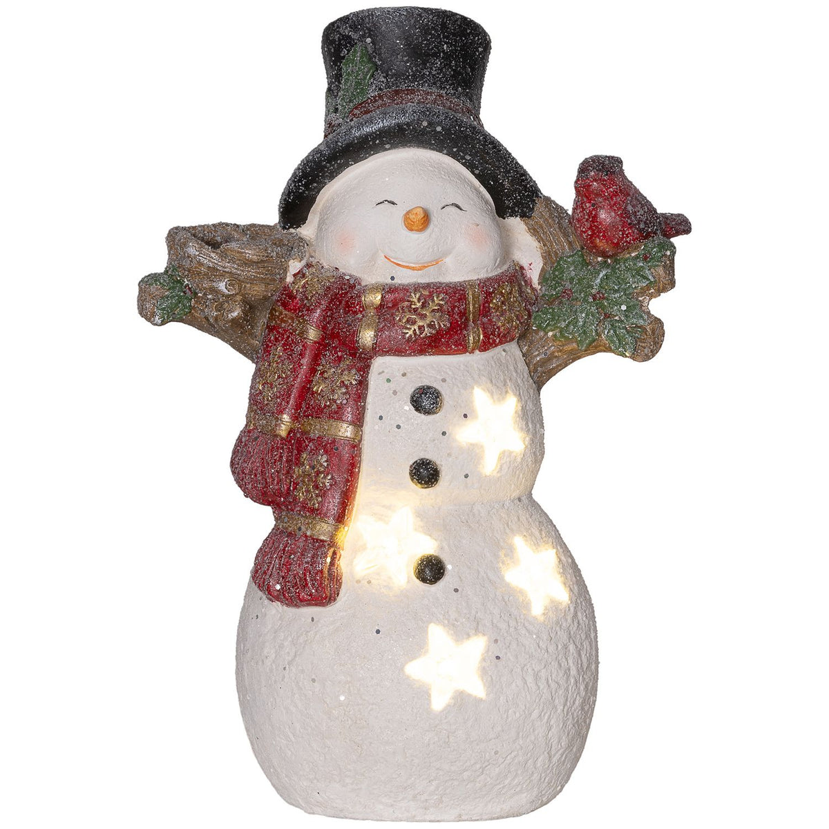 Vánoční figurka sněhuláka s LED osvětlením, 38 cm, do interiéru i exteriéru