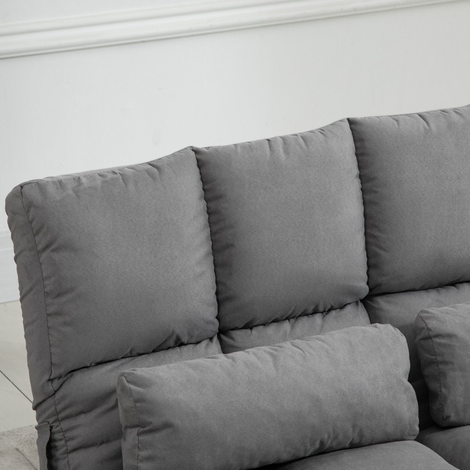 Justerbar 2-i-1 golvstol & säng med ryggstöd, grå sammet