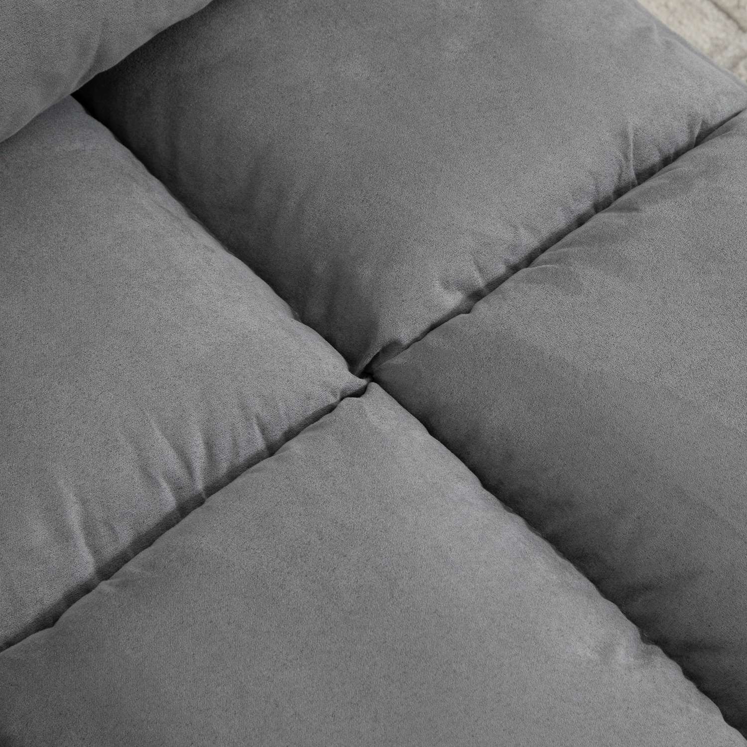 Justerbar 2-i-1 golvstol & säng med ryggstöd, grå sammet