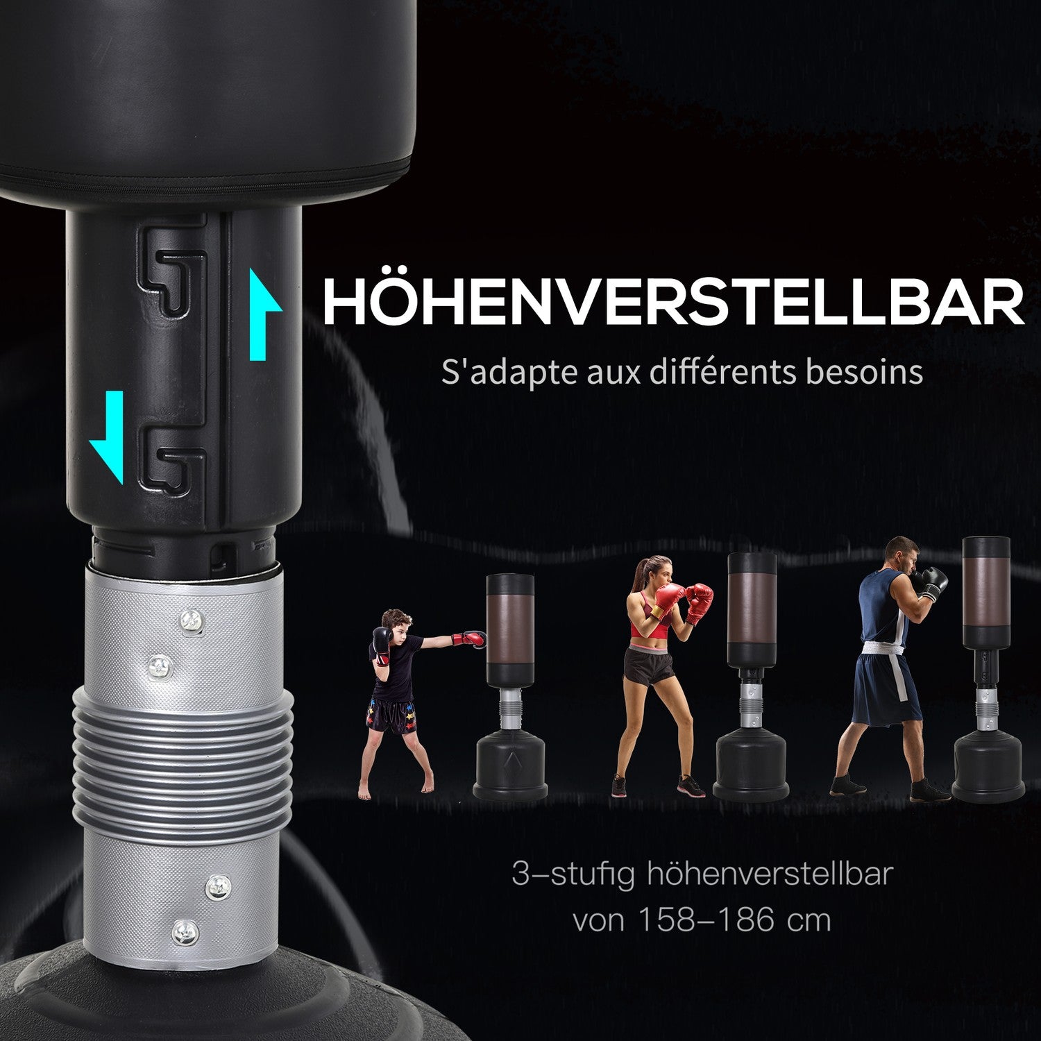 Justerbar Boksäck Dummy – 158-186 cm, Svart/Brun