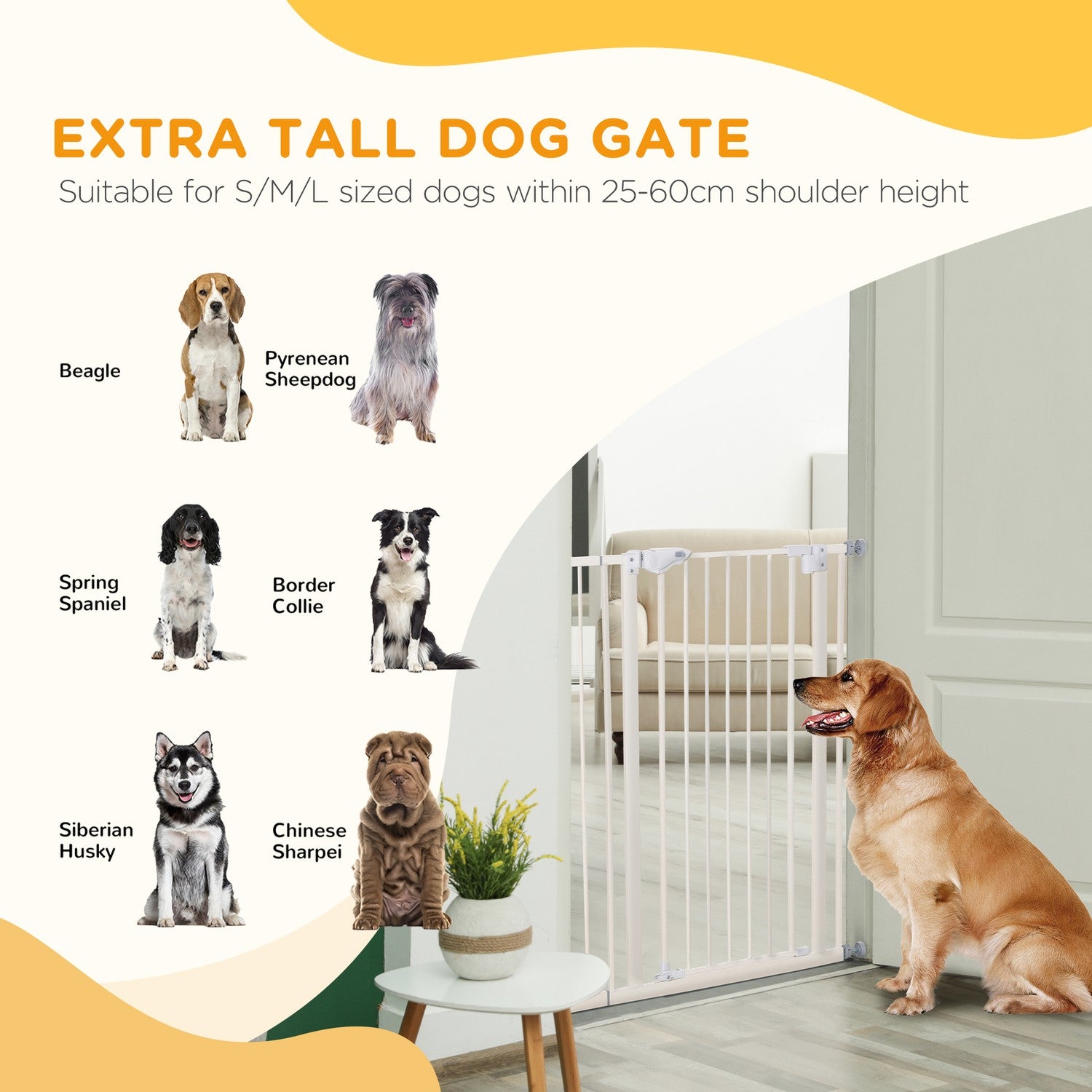 Justerbar Pet Safety Gate, No Drill, Dubbellås, 97,5-104,1 cm