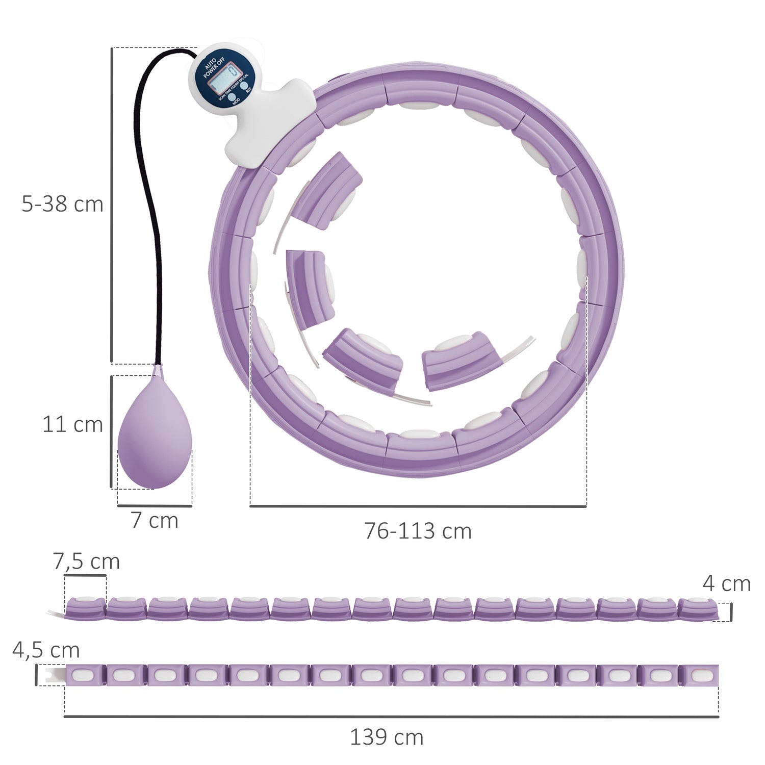 Justerbar Smart Hula Hoop med viktbollräknare för vuxna
