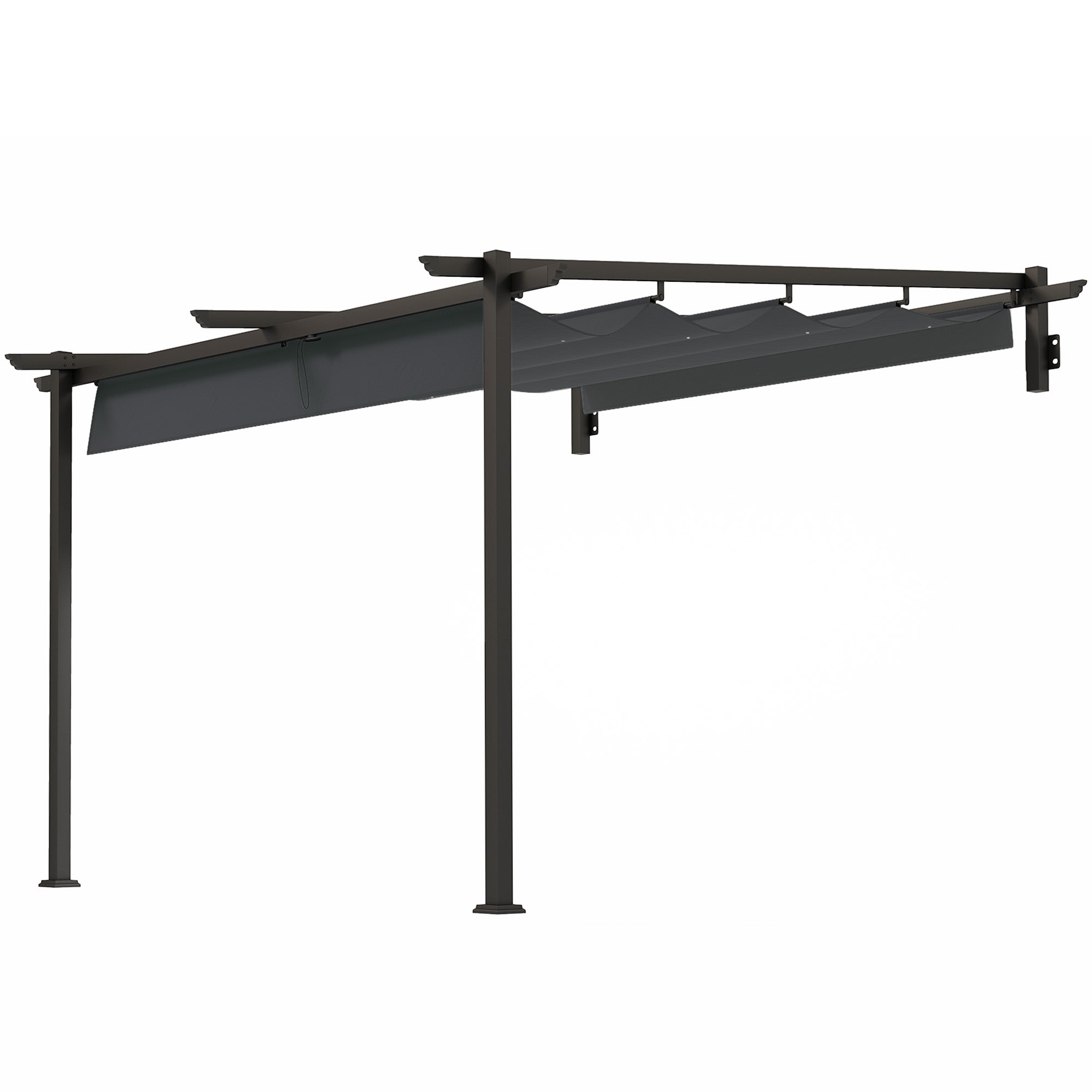 Justerbar aluminiumpergola, 3x3m, mörkgrå solskydd