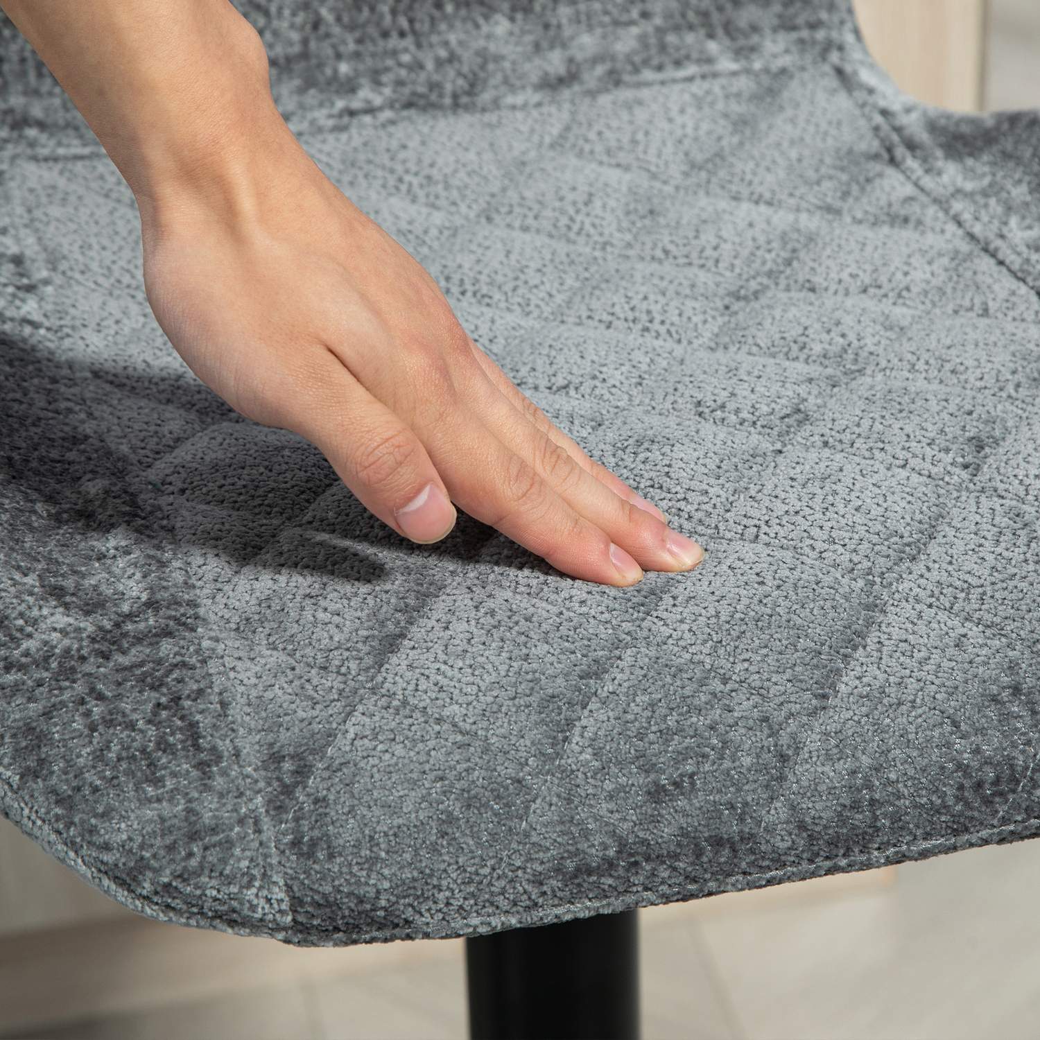 Justerbar barstol Set om 2 – stoppade grå snurrstolar