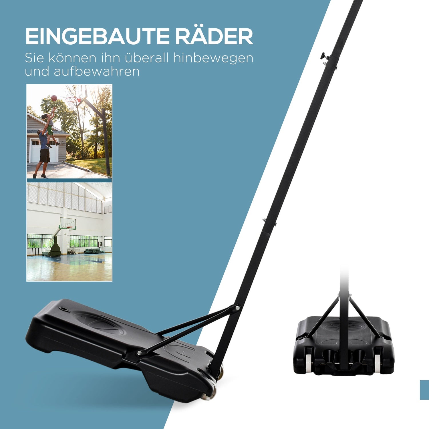 Justerbar basketbåge för barn, 194-249 cm, svart