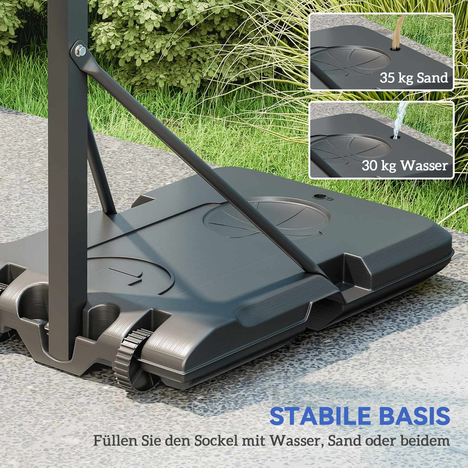 Justerbar basketbåge med stativ, 146-236 cm, bärbar