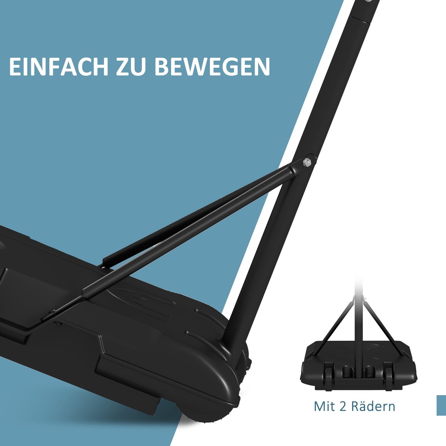 Justerbar basketbåge med stativ och hjul, 220-250 cm