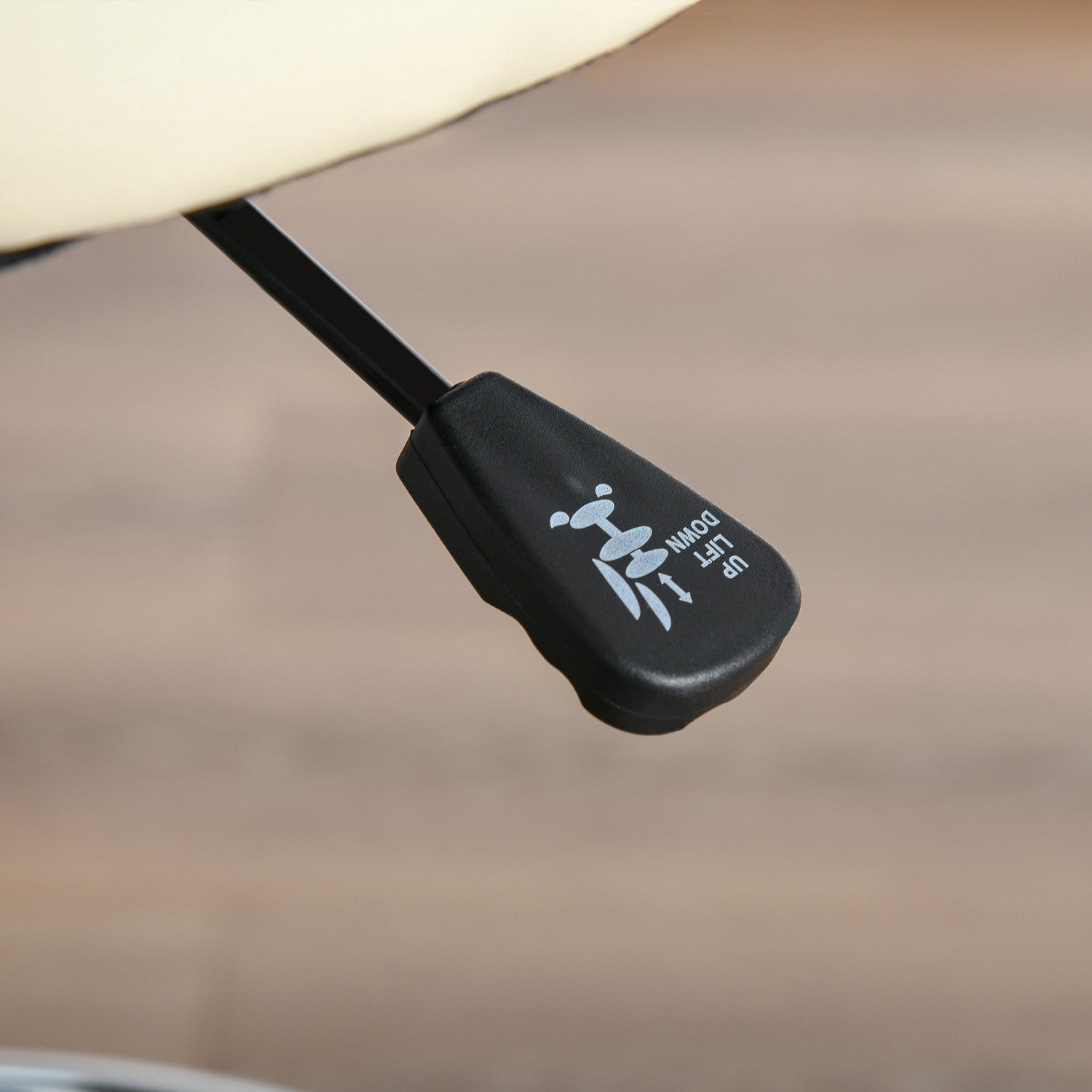 Justerbar beige PU pall med ryggstöd – 56x57x104-127cm