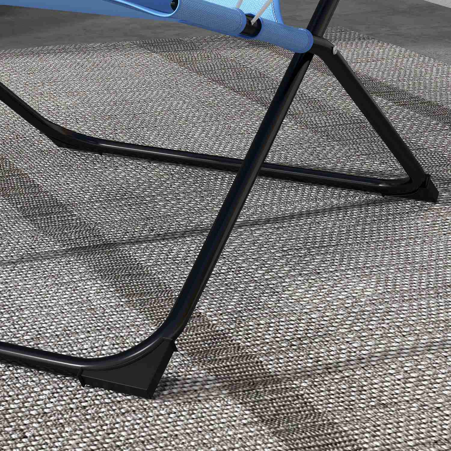 Justerbar blå campingstol, kudde, stödjer 120 kg