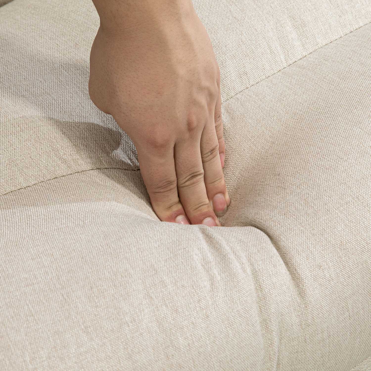 Justerbar fällbar golvstol, sängfunktion, linnelook, brun