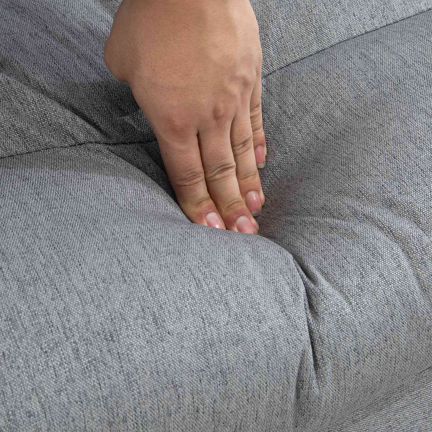 Justerbar golvstol med sängfunktion, linnelook, grå