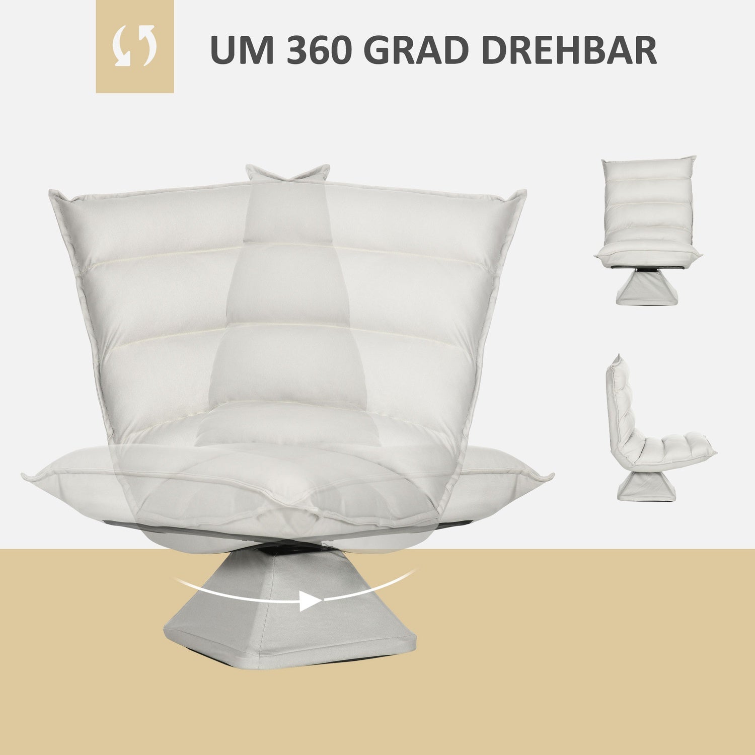 Justerbar golvstol med vridbart ryggstöd – ljusgrå