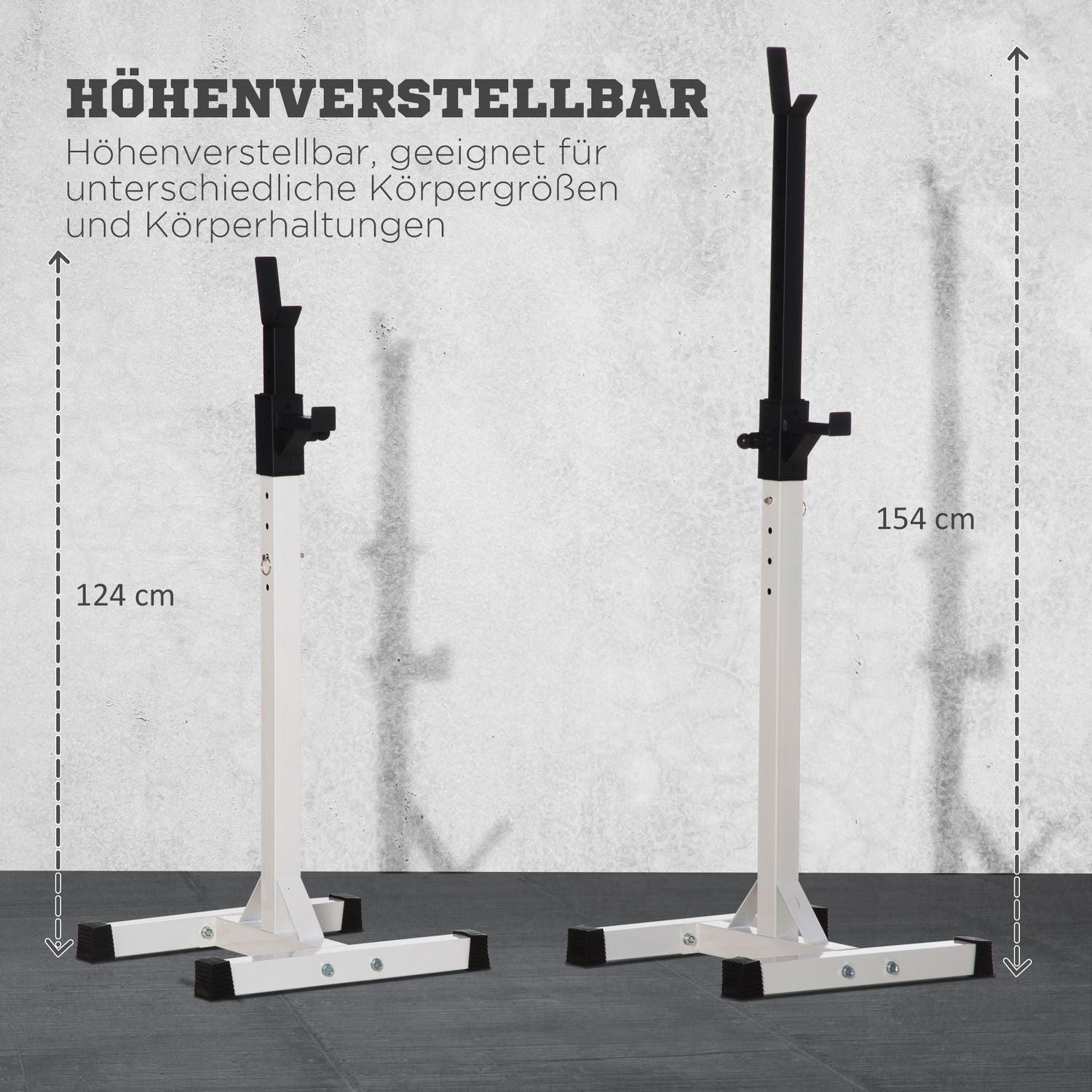 Justerbar hantel- och skivstångsställ, 105-160 cm, 150 kg Kapacitet