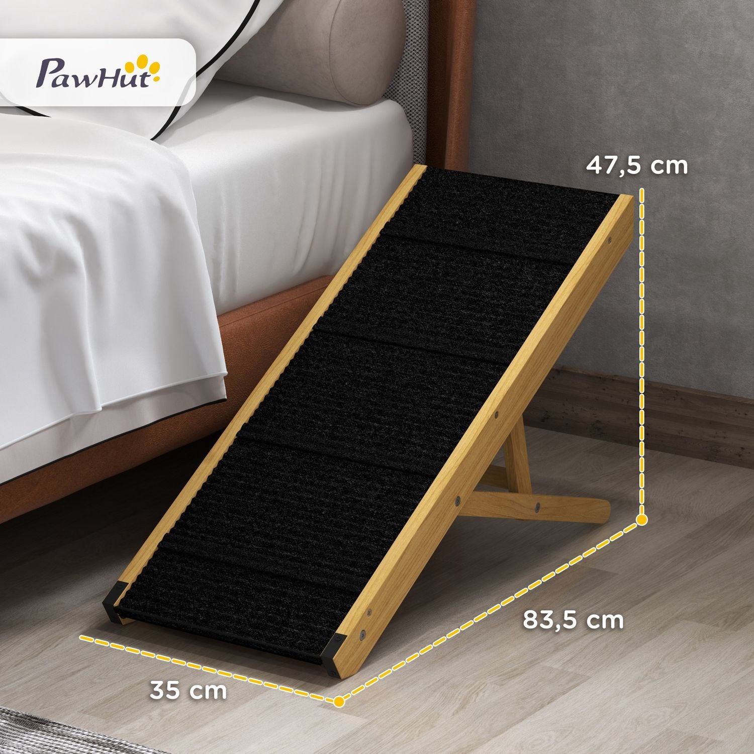 Justerbar hopfällbar hundramp, halkfri, stödjer upp till 15 kg