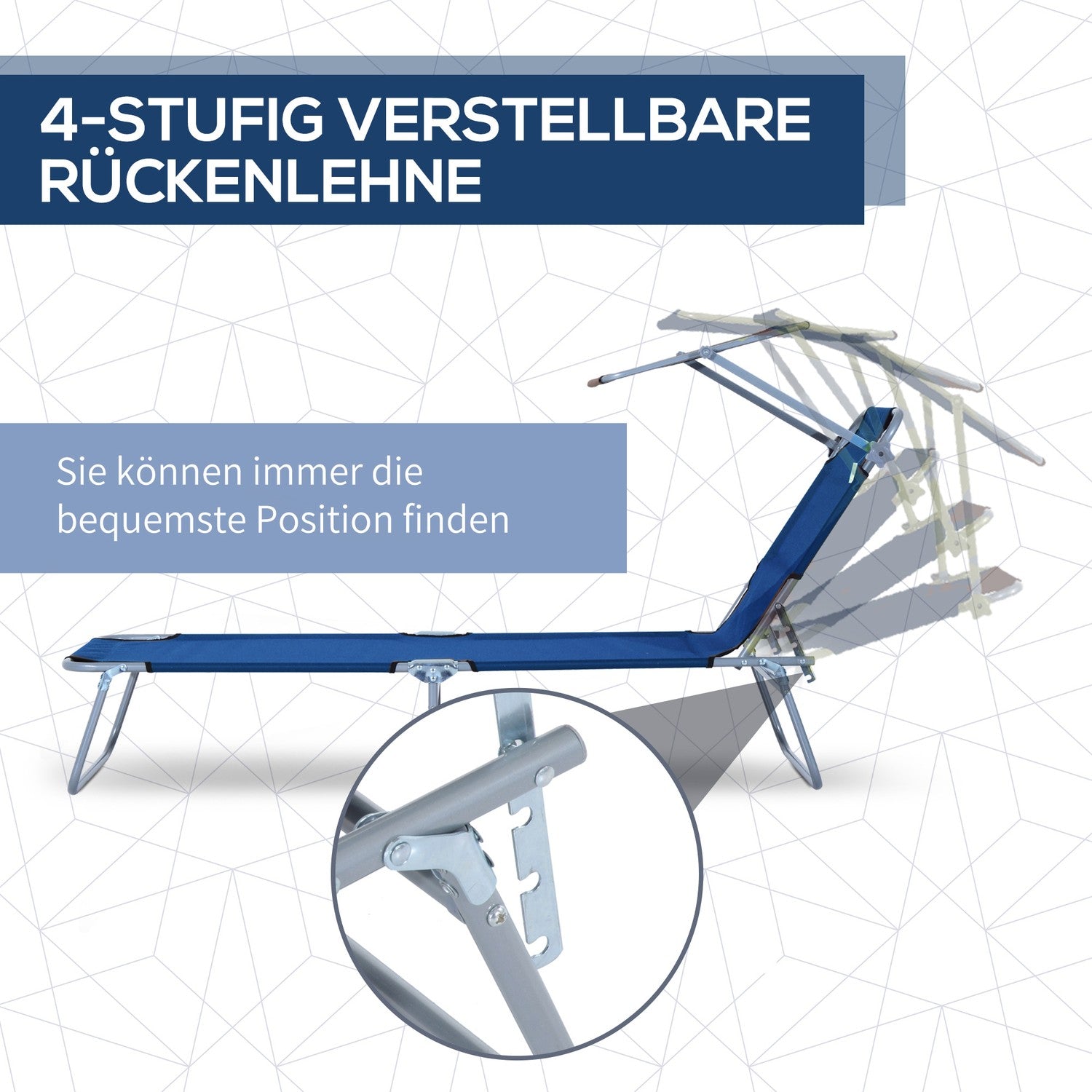 Justerbar hopfällbar solstol med kapell – Oxford-tyg